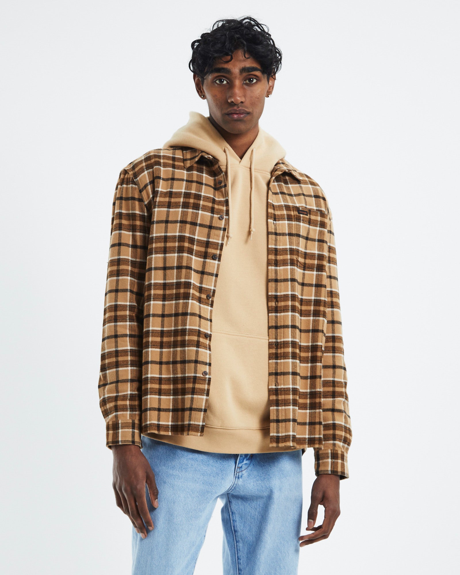 Flanny Check Shirt Tan Check TAN