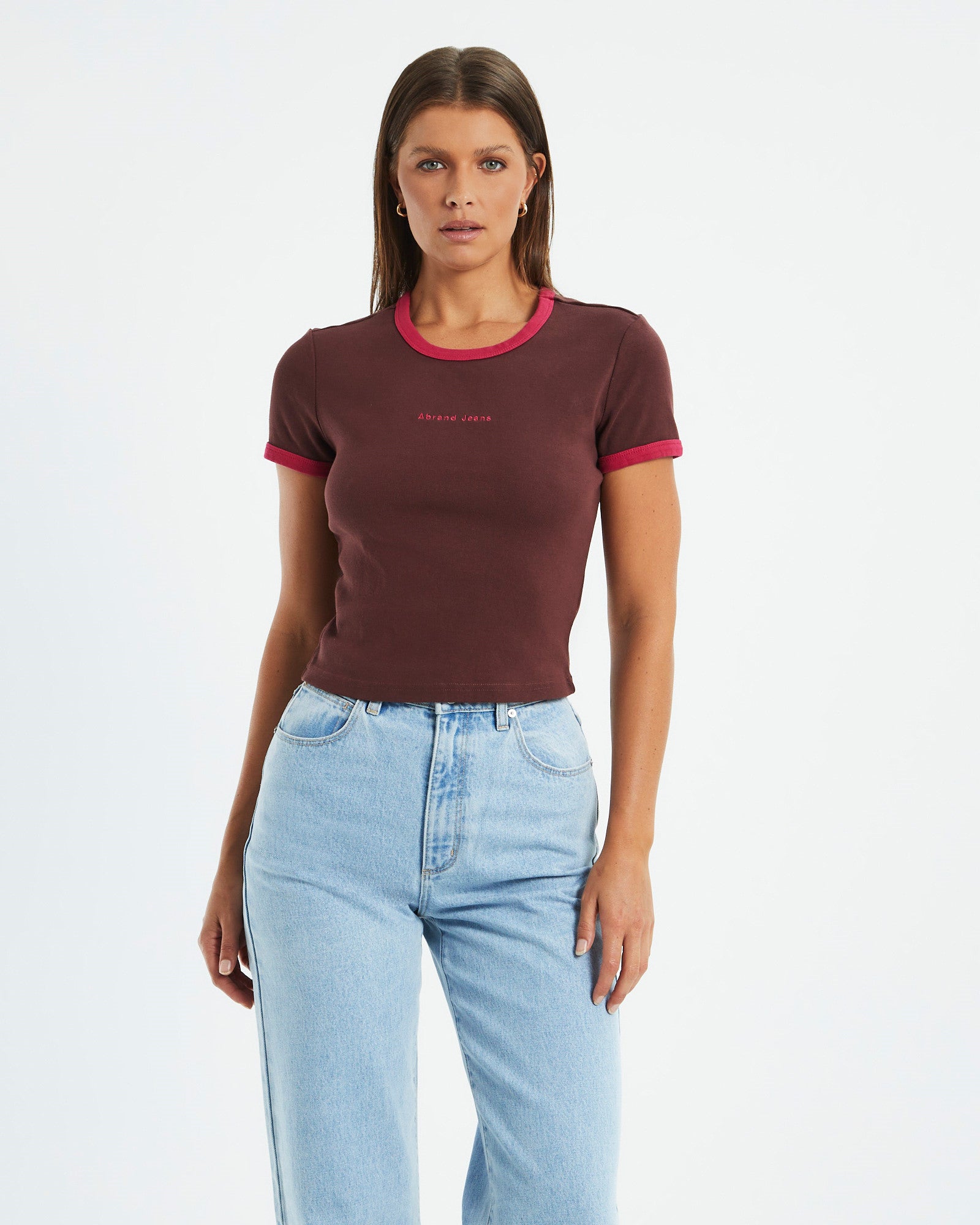 A 90's Ringer Tee Coffee Magenta