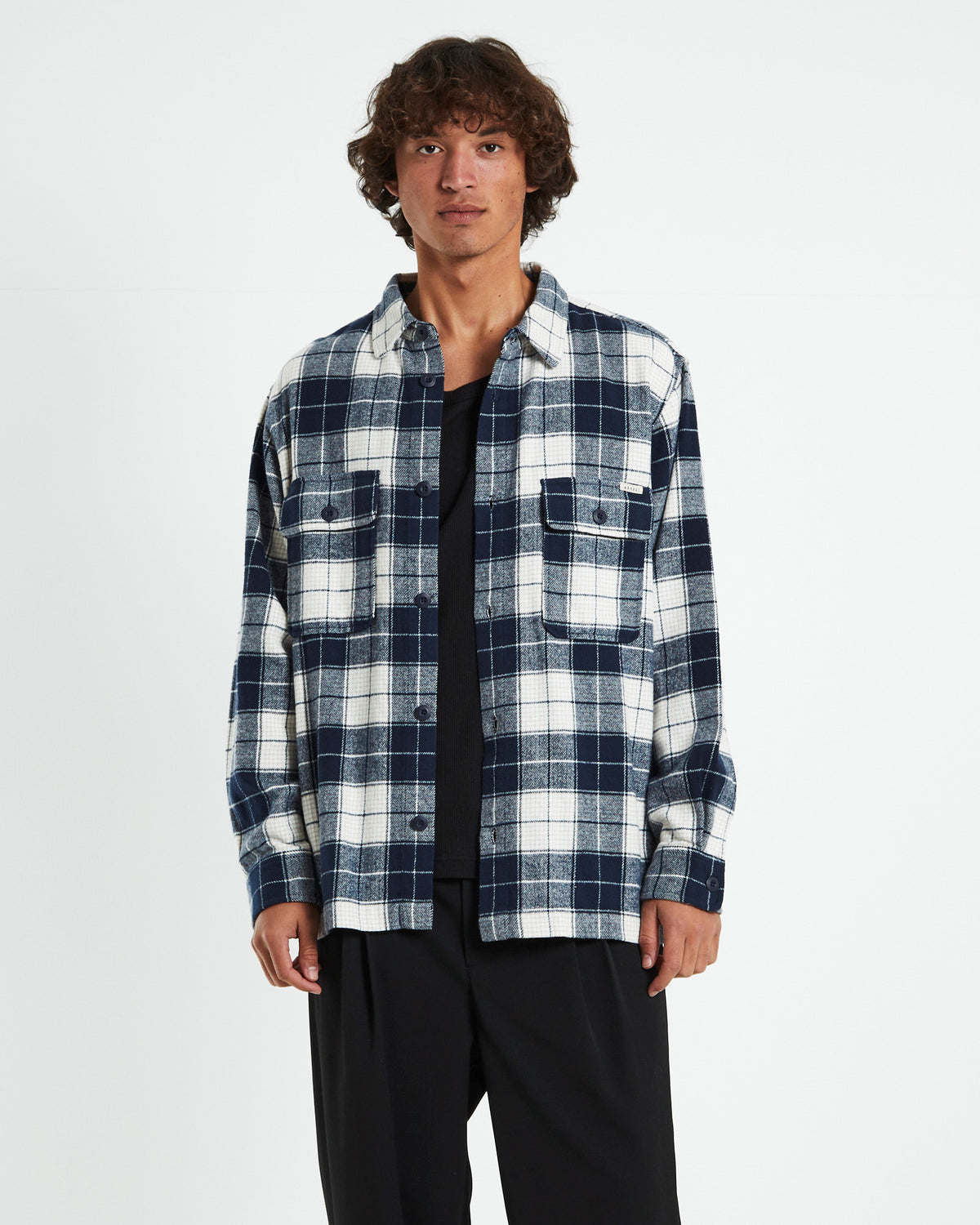 Windsor Check Overshirt Navy NAVY