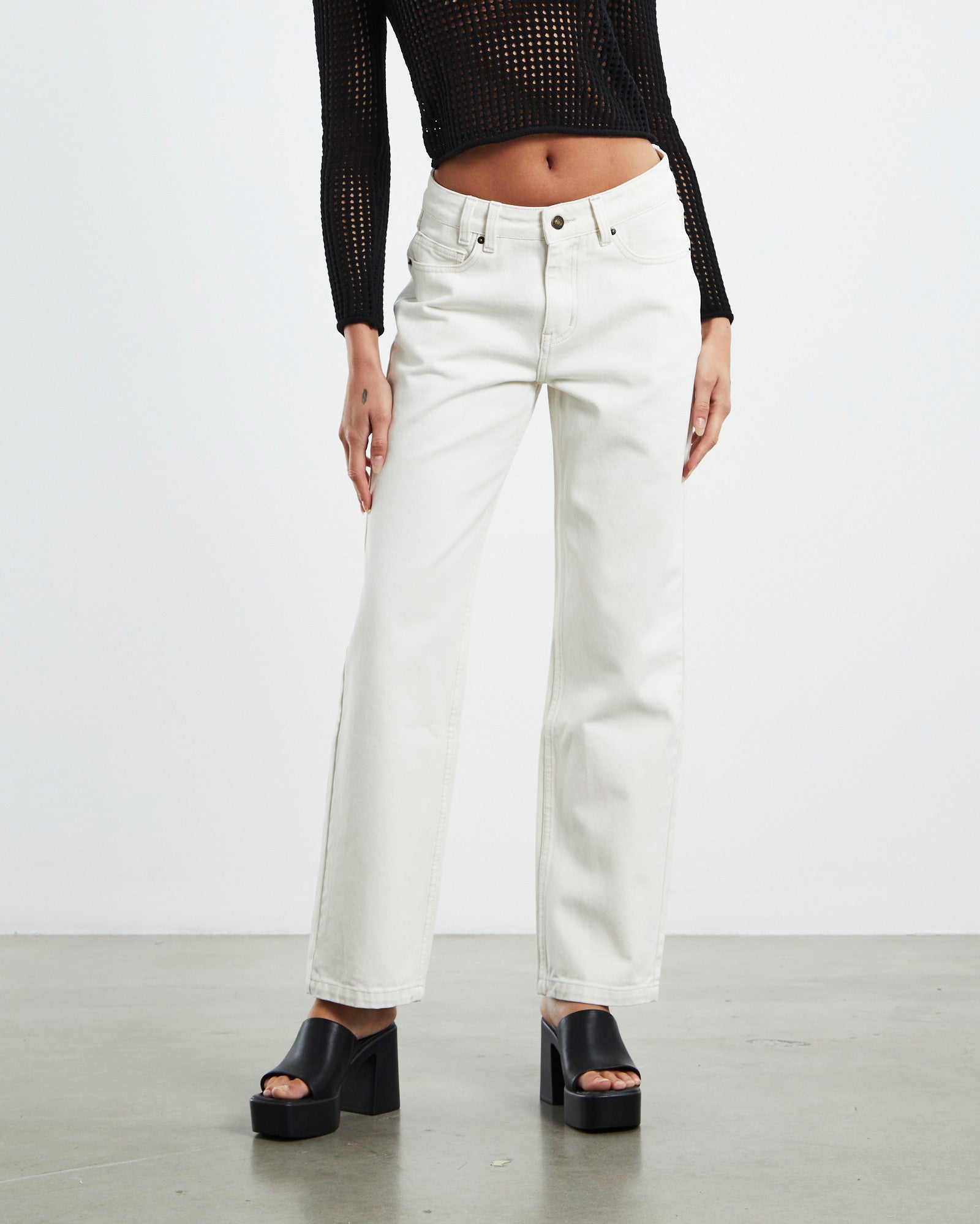 Muse Mide Rise Straight Dad Jean Vintage Ecru OFF WHIT