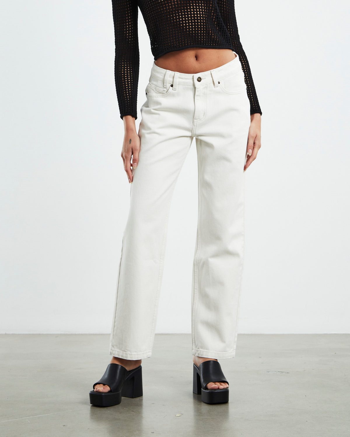 Muse Mide Rise Straight Dad Jean Vintage Ecru OFF WHIT