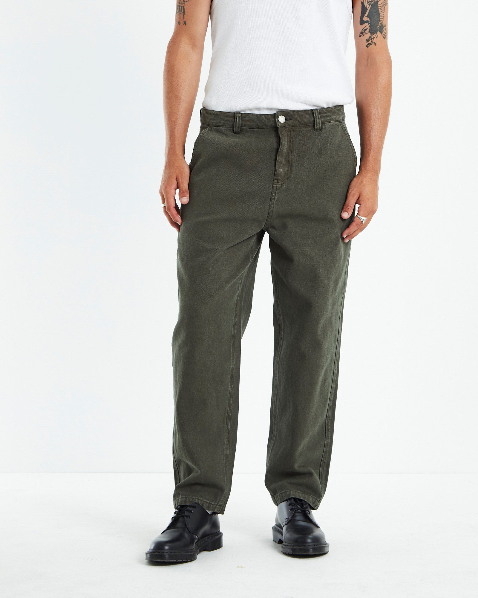 Canvas Carpenter Pants Olive Green GREEN