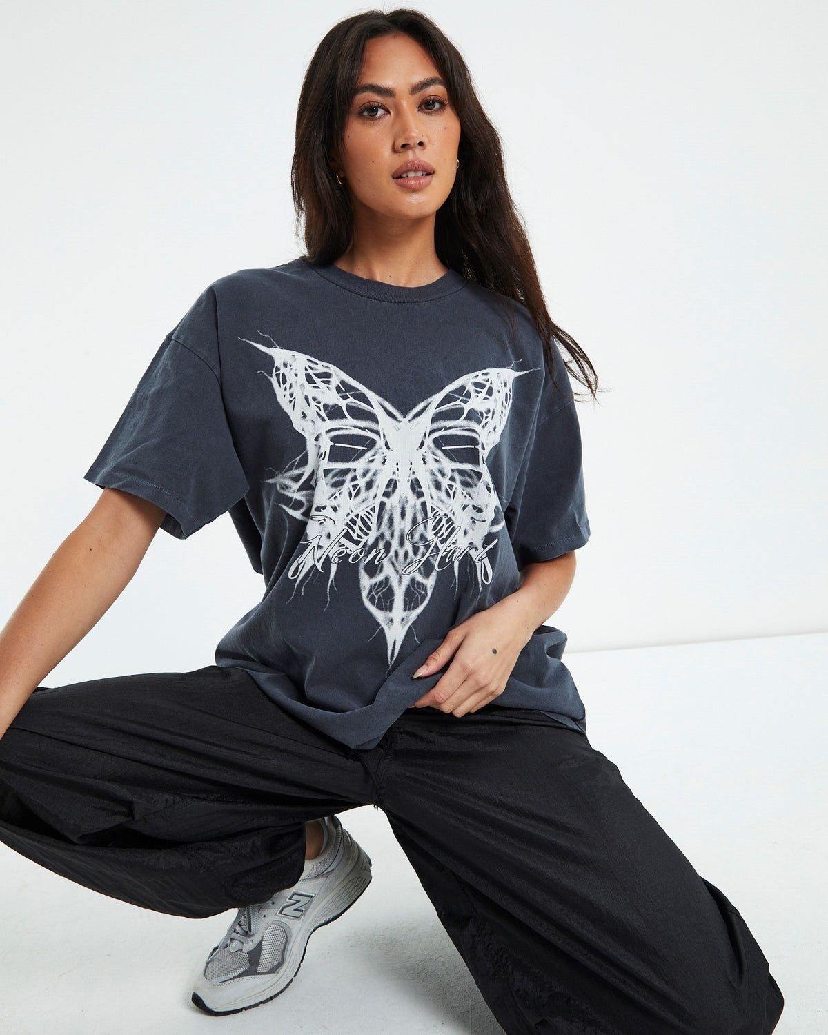 Gothic Butterfly Oversized T-Shirt Black BLACK