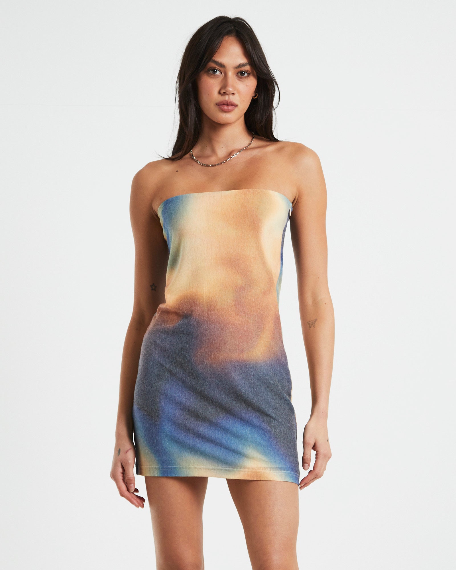 Della Printed Strapless Knit Mini Dress in Assorted ASSORTED