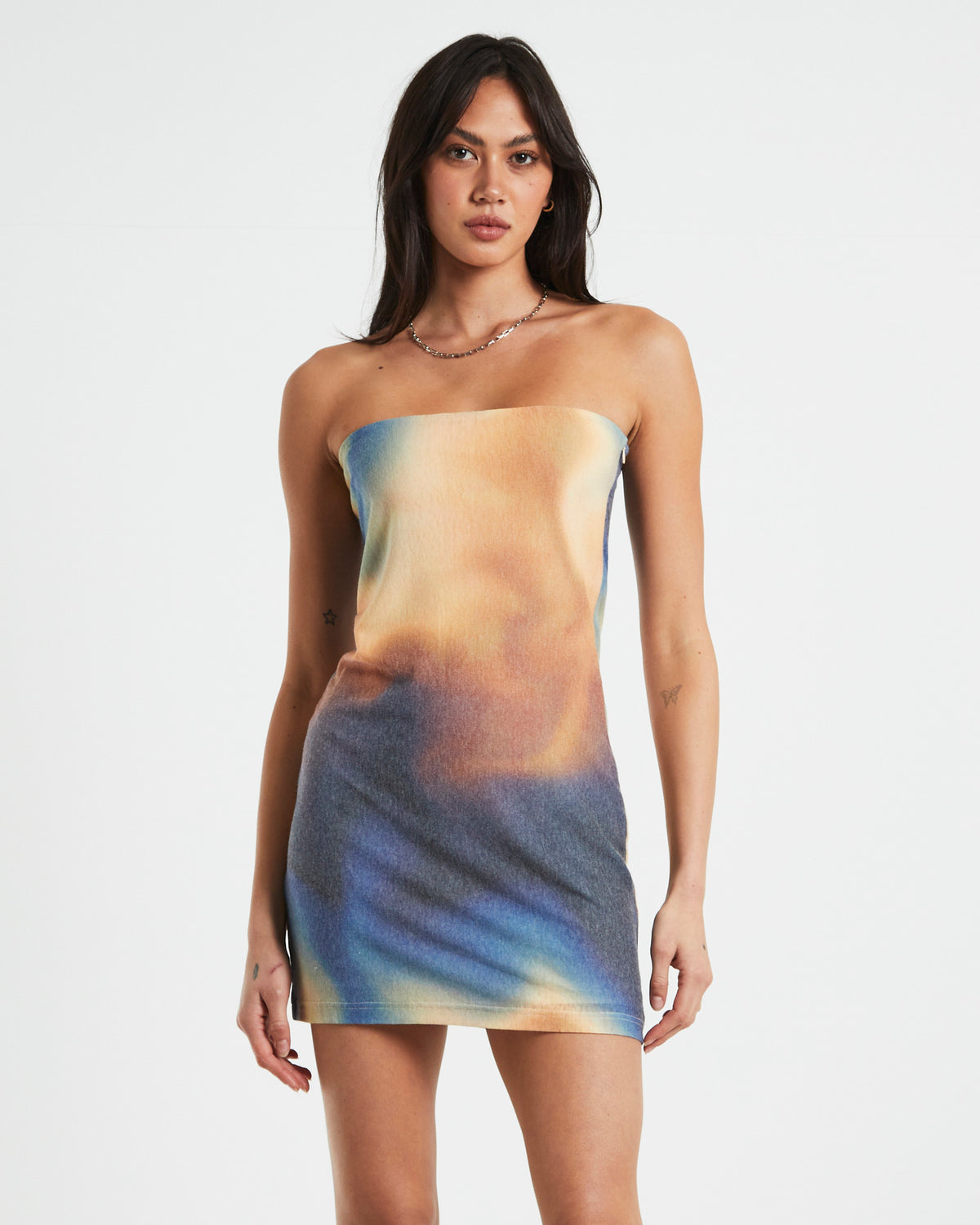 Della Printed Strapless Knit Mini Dress in Assorted ASSORTED