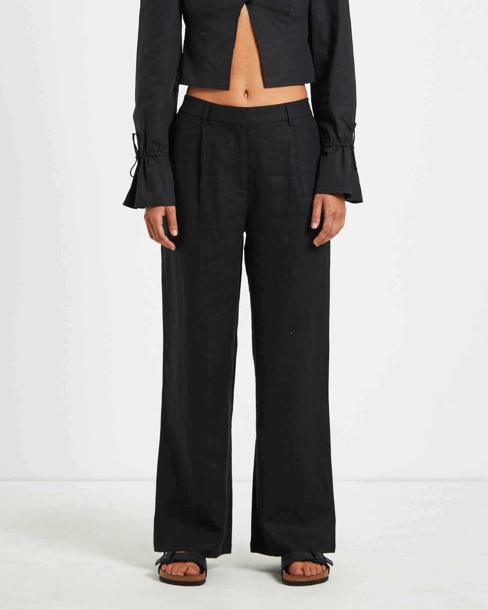 Jemimah Linen Trousers BLACK