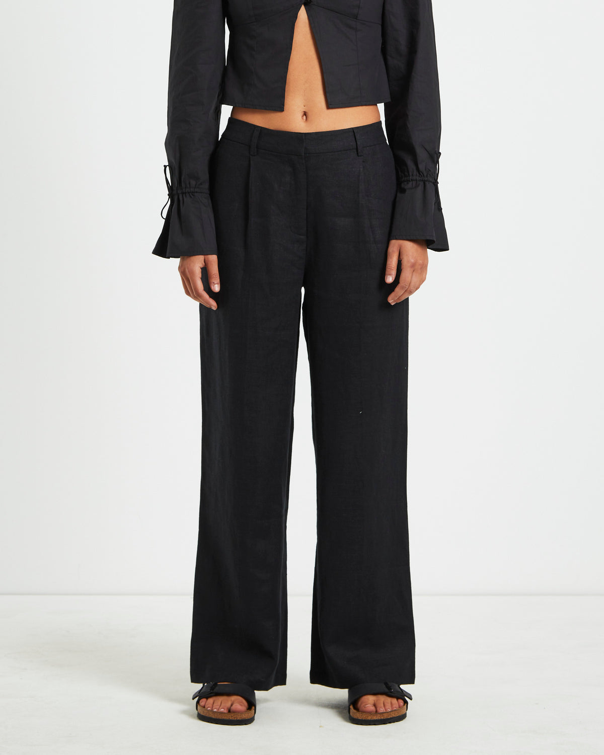 Jemimah Linen Trousers BLACK