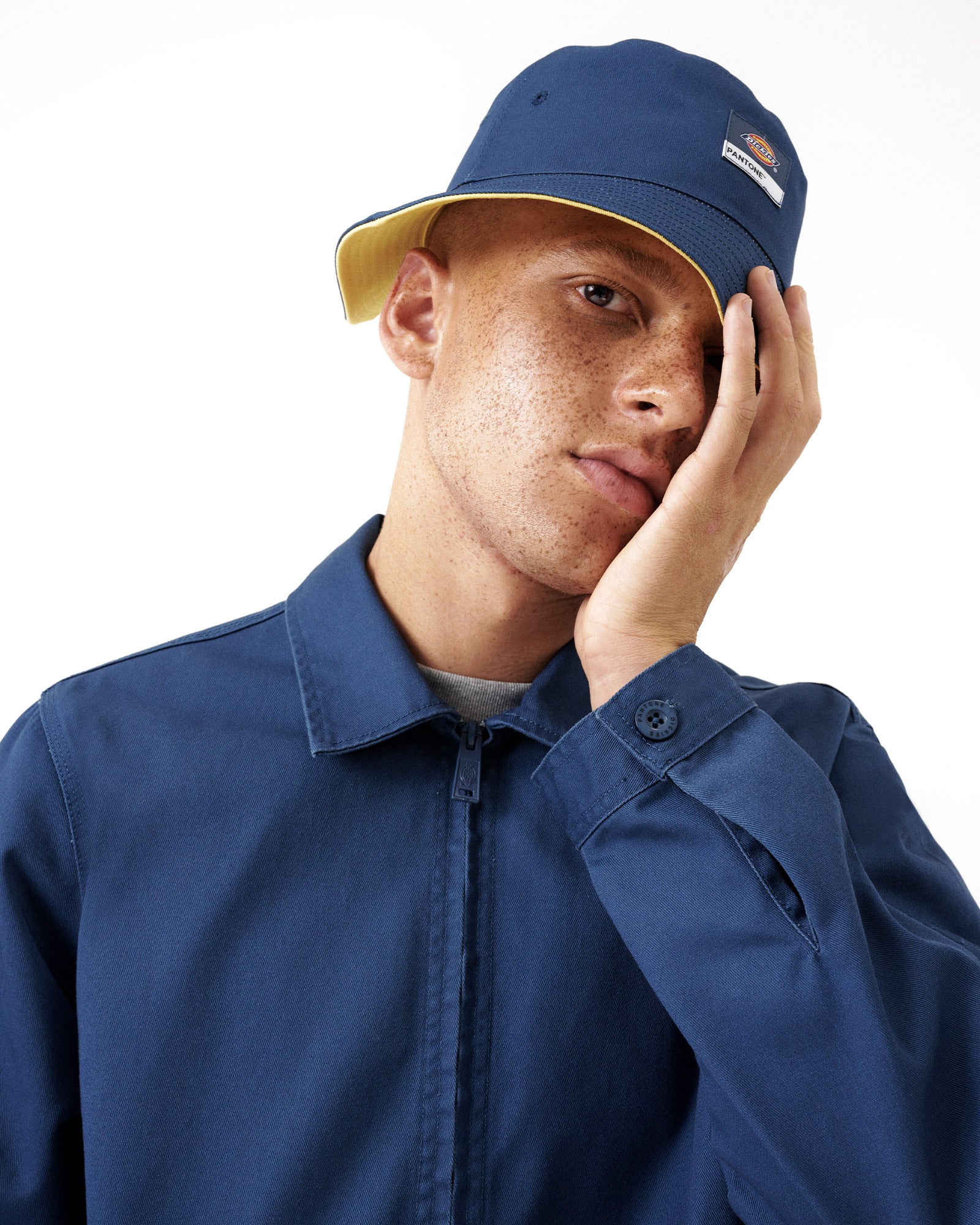 Reversible Bucket Hat in Cornsilk Yellow and Dark Denim YELLOW
