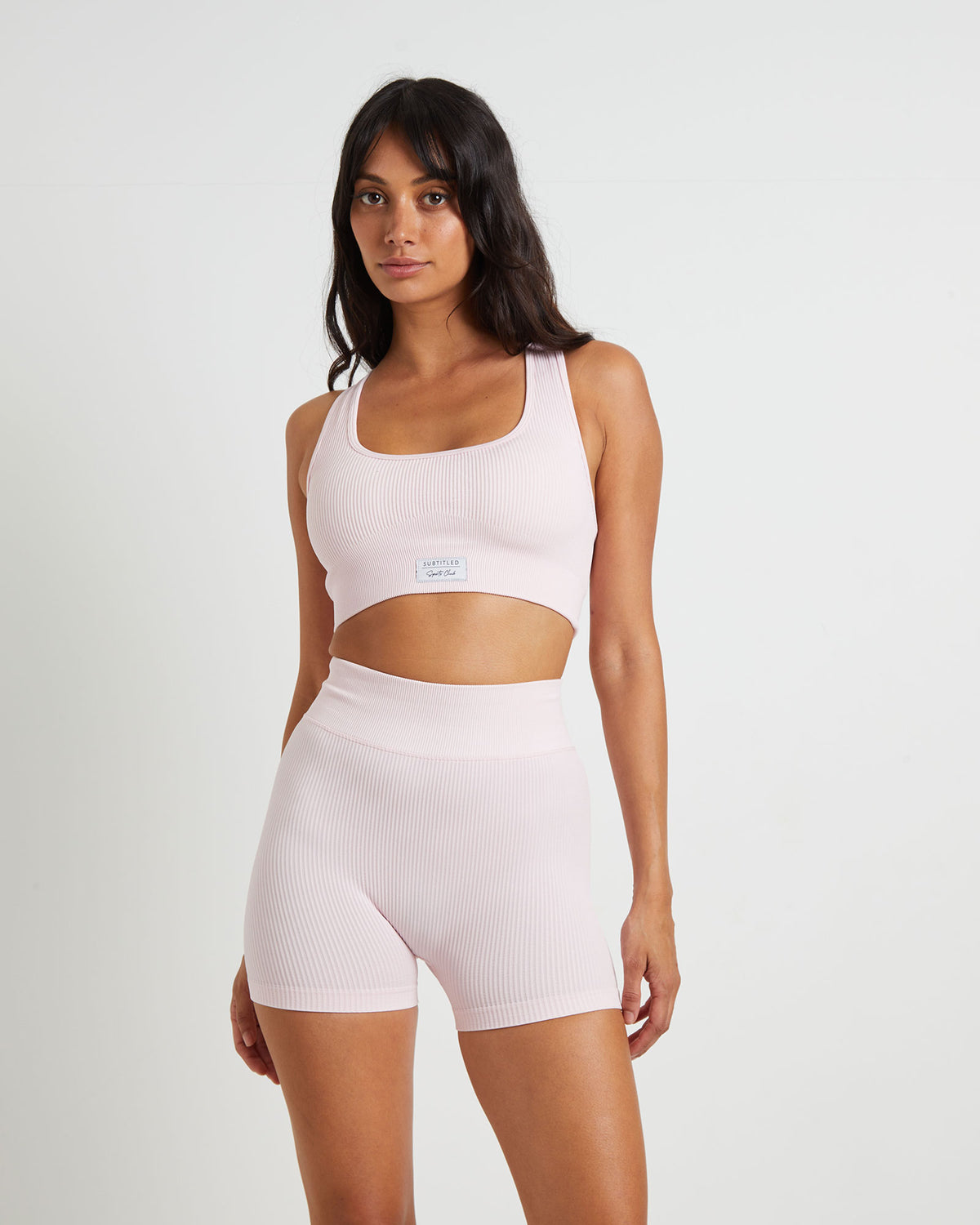 Sports Cross Back Crop Top in Ballet Pink PINK