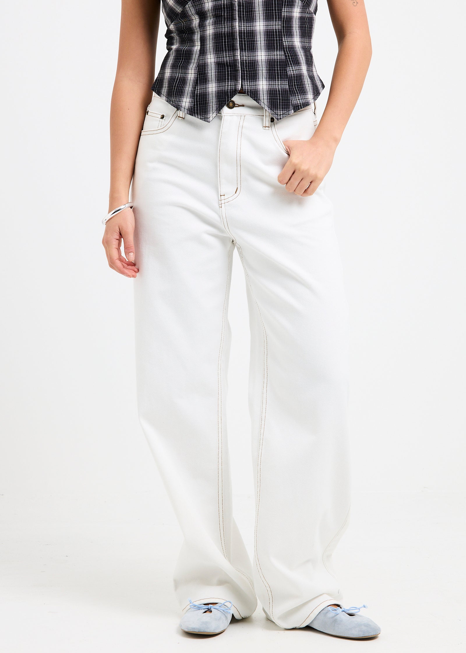 Tayla High Straight Denim Jeans WHITE