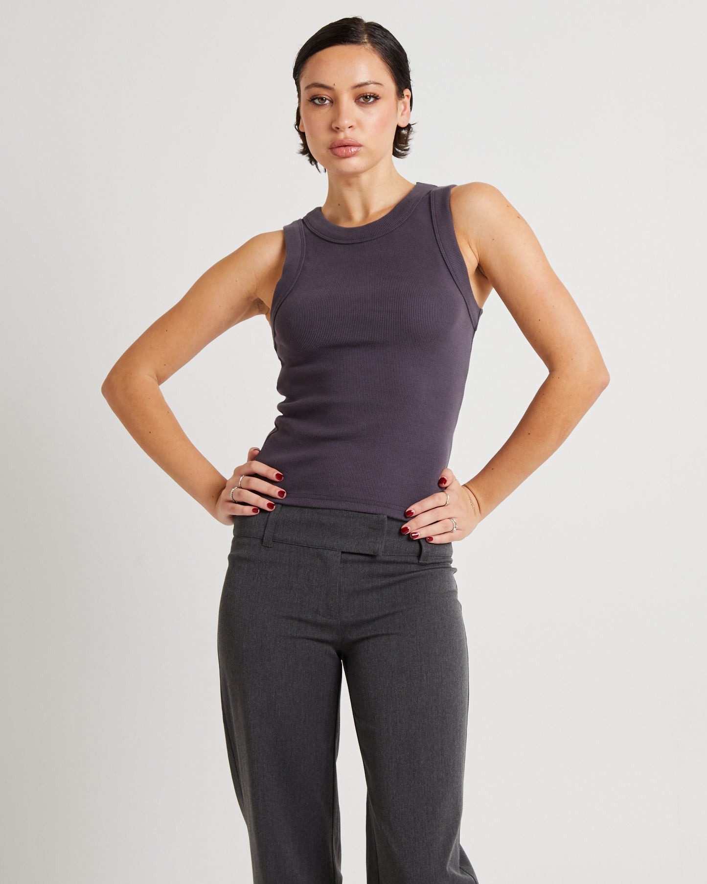 Jonesy Singlet Top CHARCOAL
