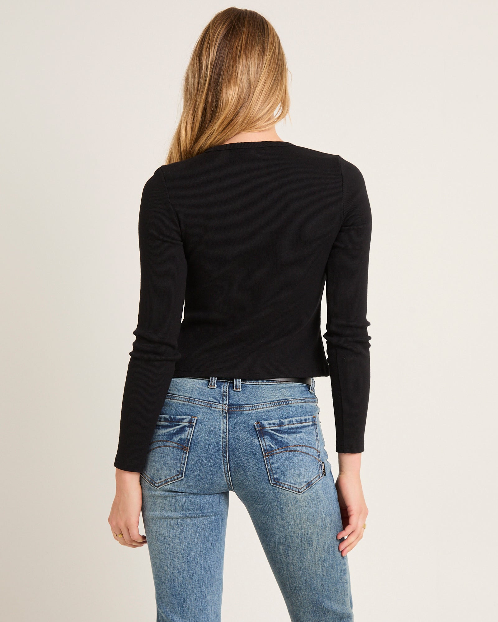 Maddy Button Asymmetric Top BLACK