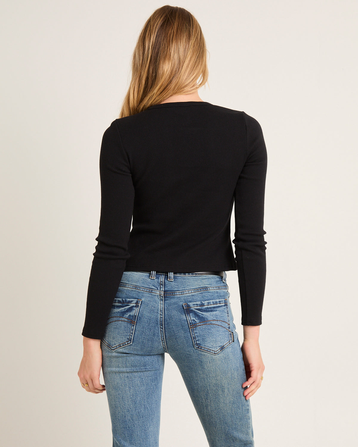 Maddy Button Asymmetric Top BLACK