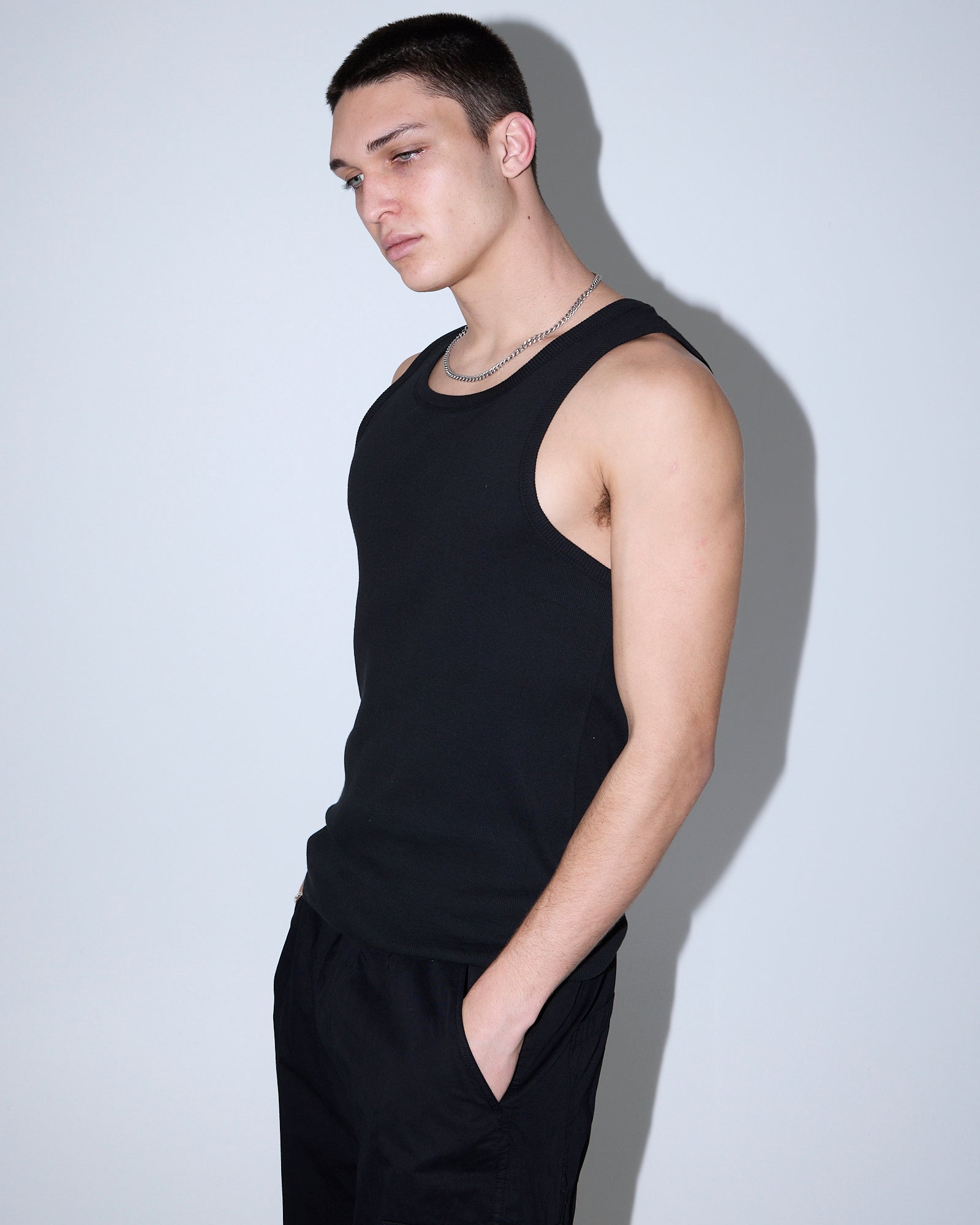 Ribbed Singlet BLACK