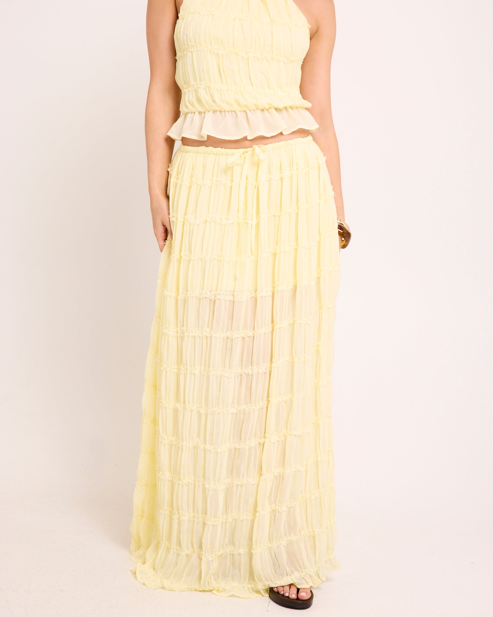 Alda Shirred Maxi Skirt YELLOW