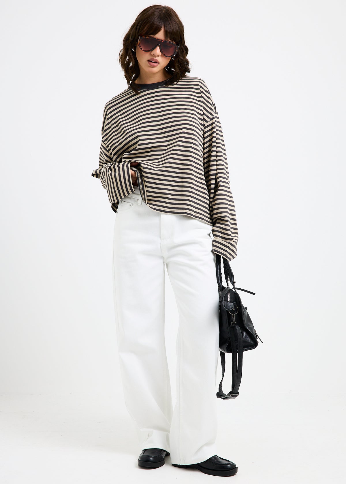 Alexa Mid Rise Relaxed Denim Jeans WHITE