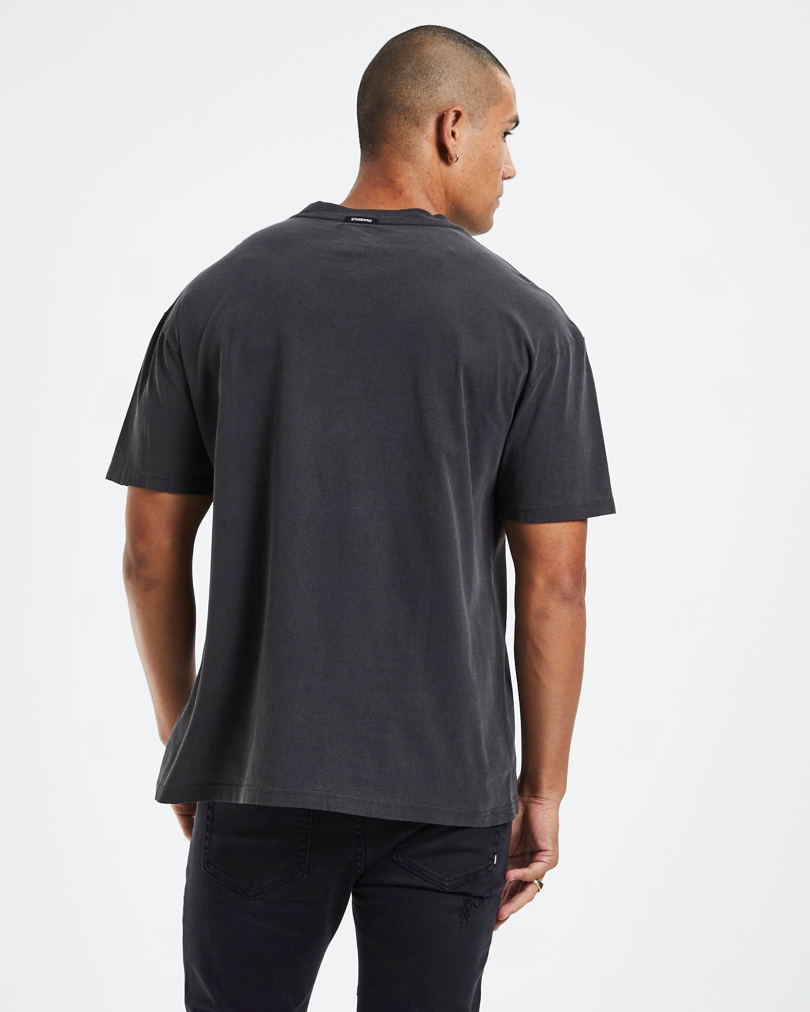 Flame Skull T-Shirt Vintage Black BLACK