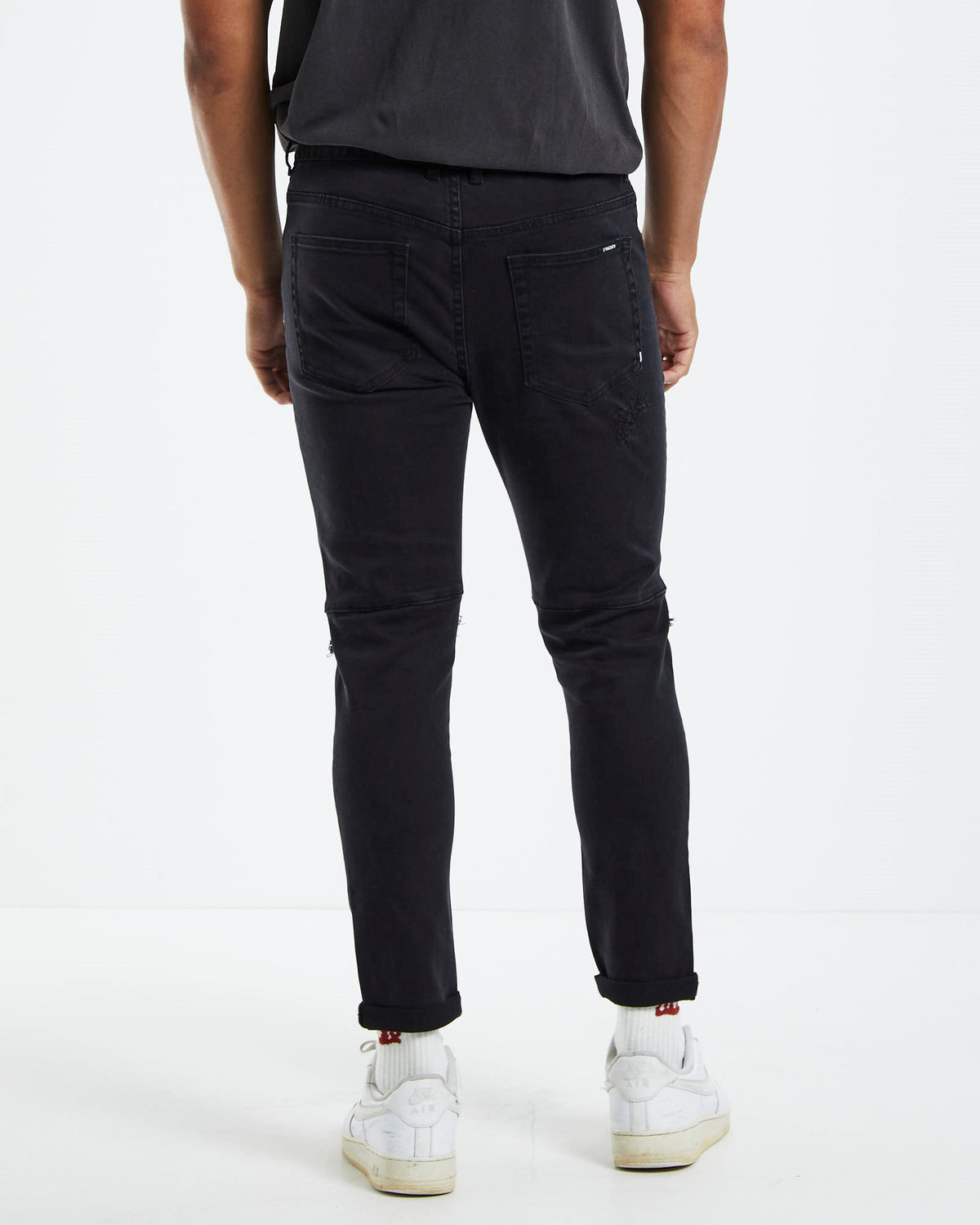 Offset Panel Skinny Jeans Flat Black BLACK