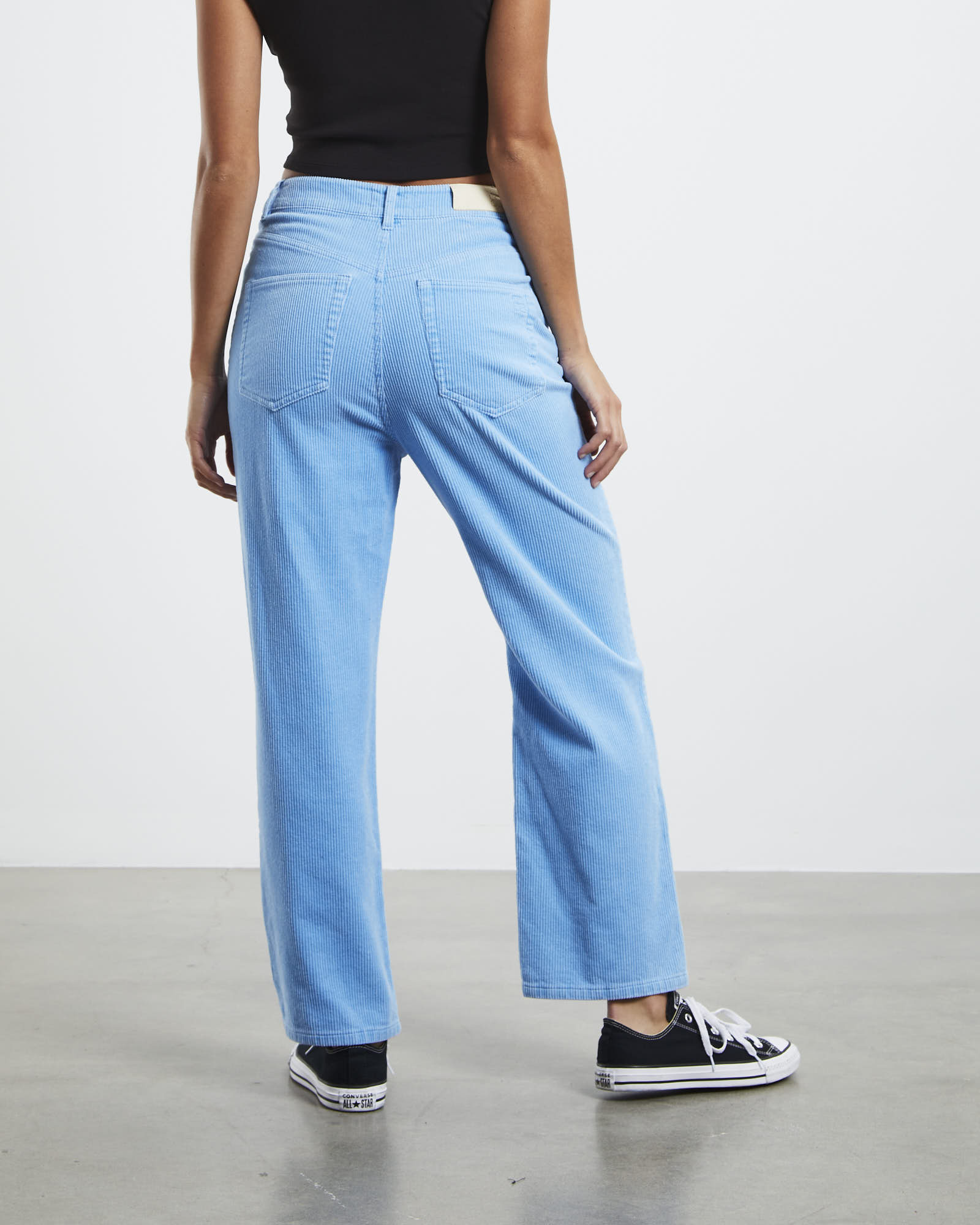 Cara Cord Straight Crop Jeans Blue