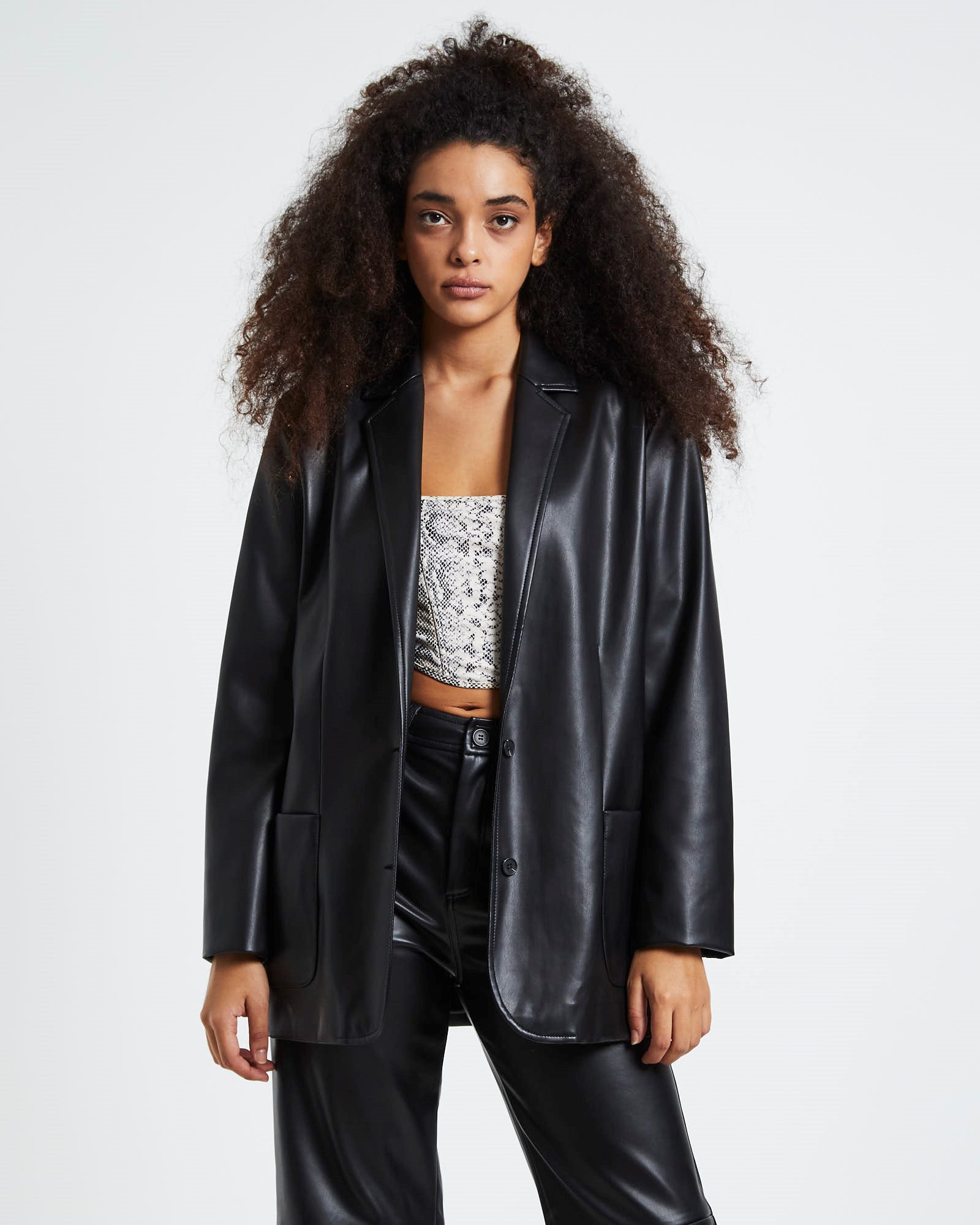 Karli PU Blazer Black BLACK