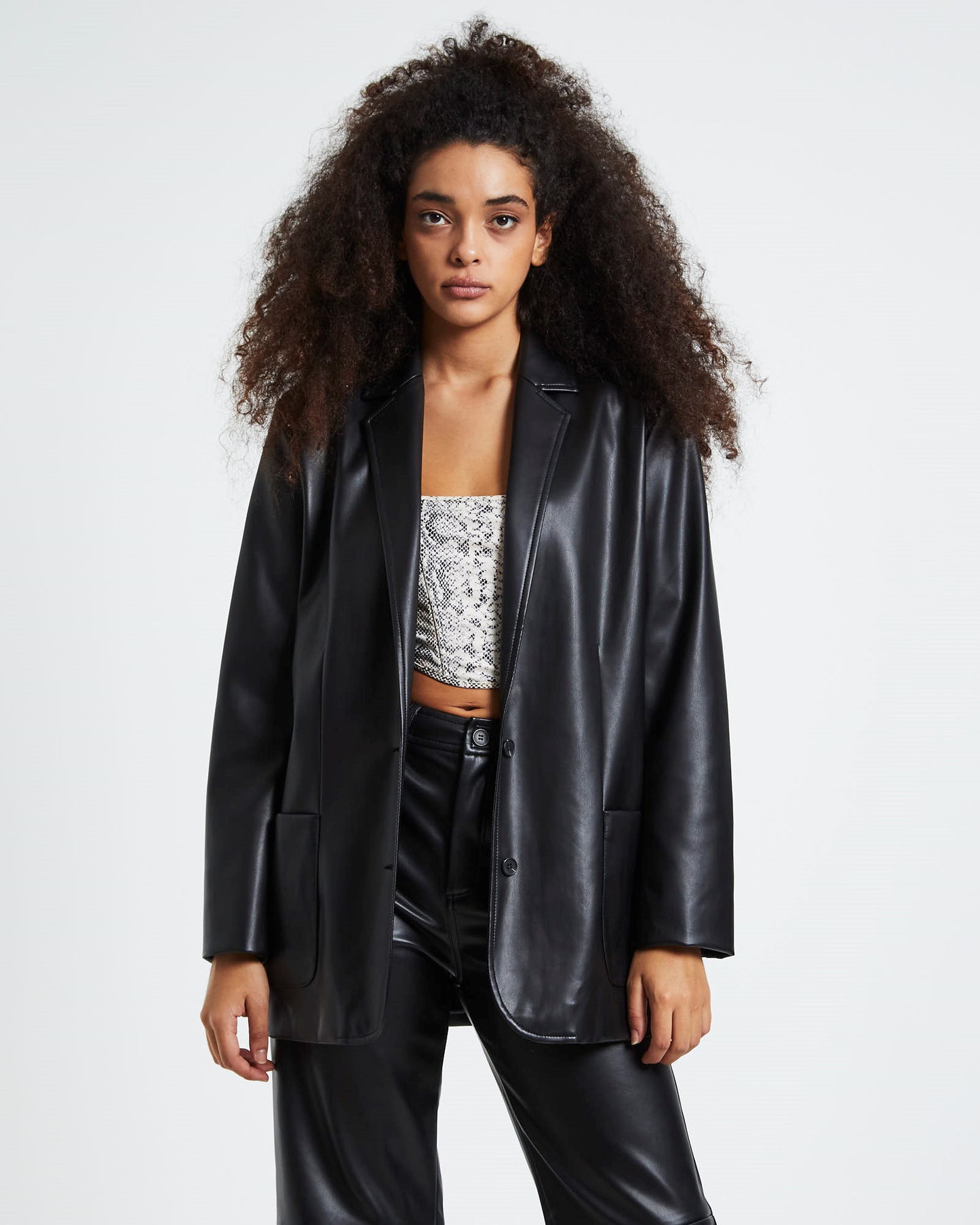 Karli PU Blazer Black