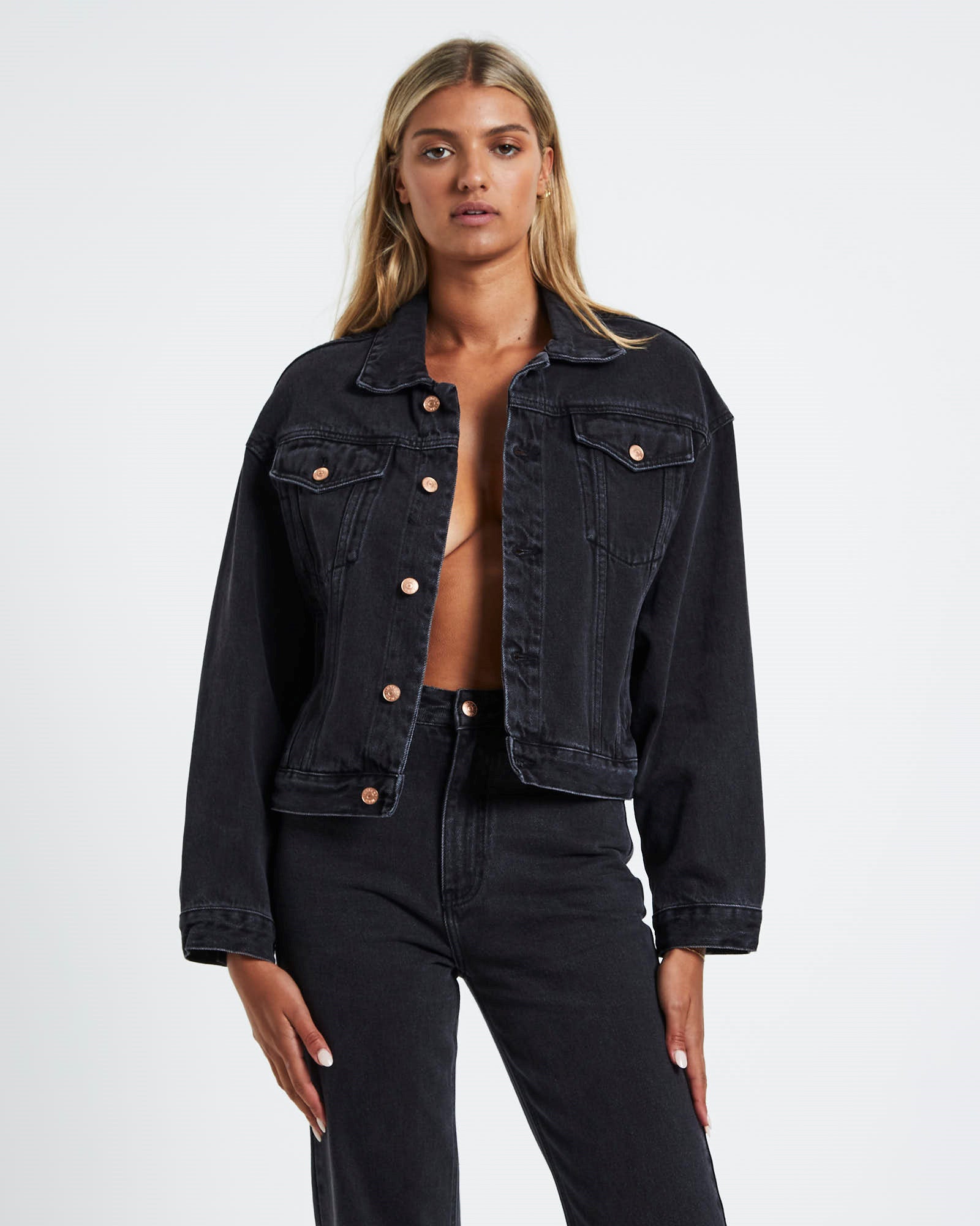 Kenny Baggy Denim Jacket After Dark Black