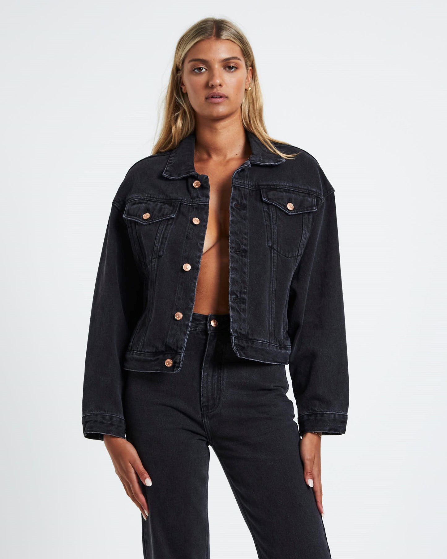 Kenny Baggy Denim Jacket After Dark Black