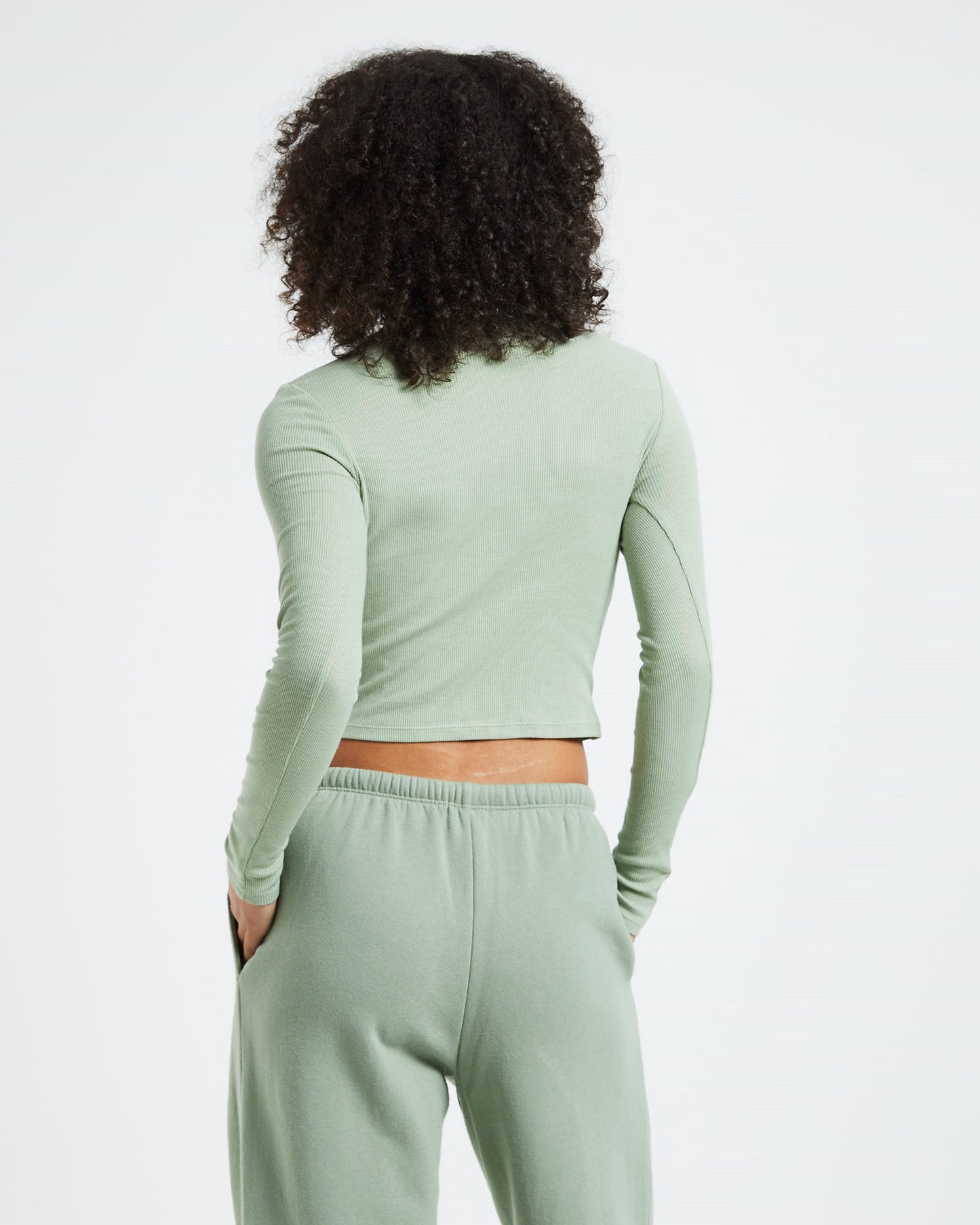 Ribbed Long Sleeve Skivvy Dusty Sage Green