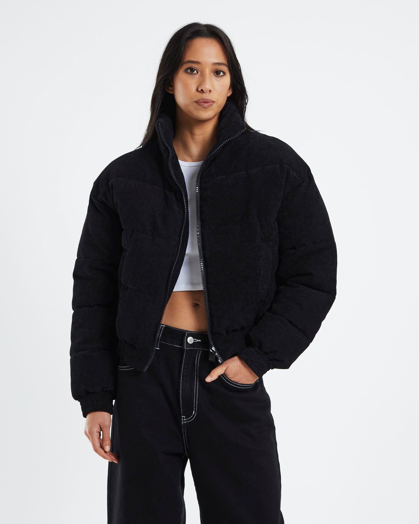 Ivy Cropped Puffer Jacket Black BLACK