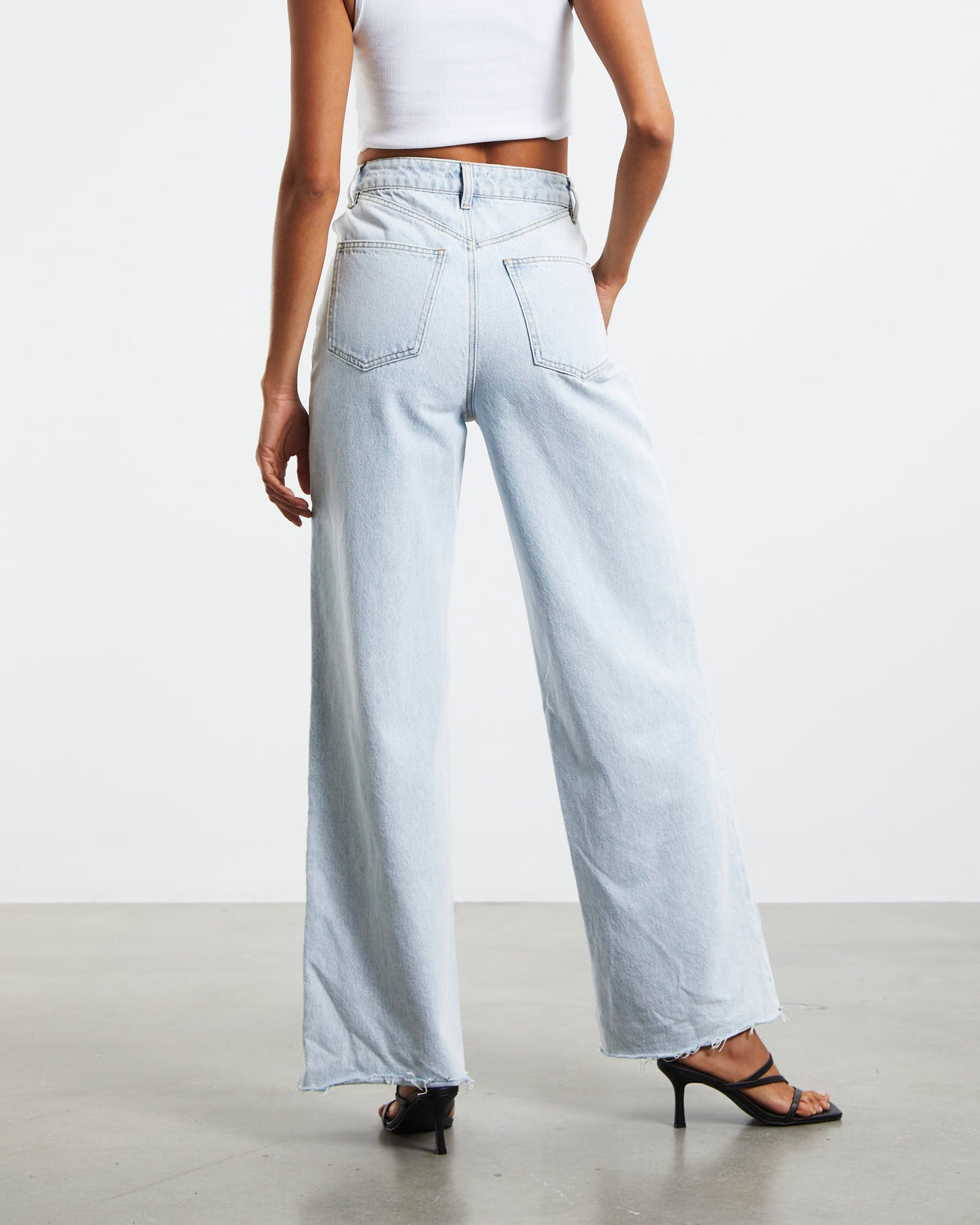 Boston Cut Out Hip Relaxed Jeans Icy Blue
