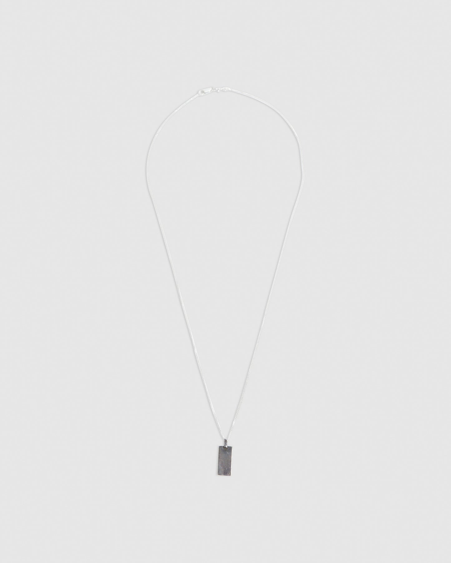 Plain Rectangle Pendant Necklace Silver