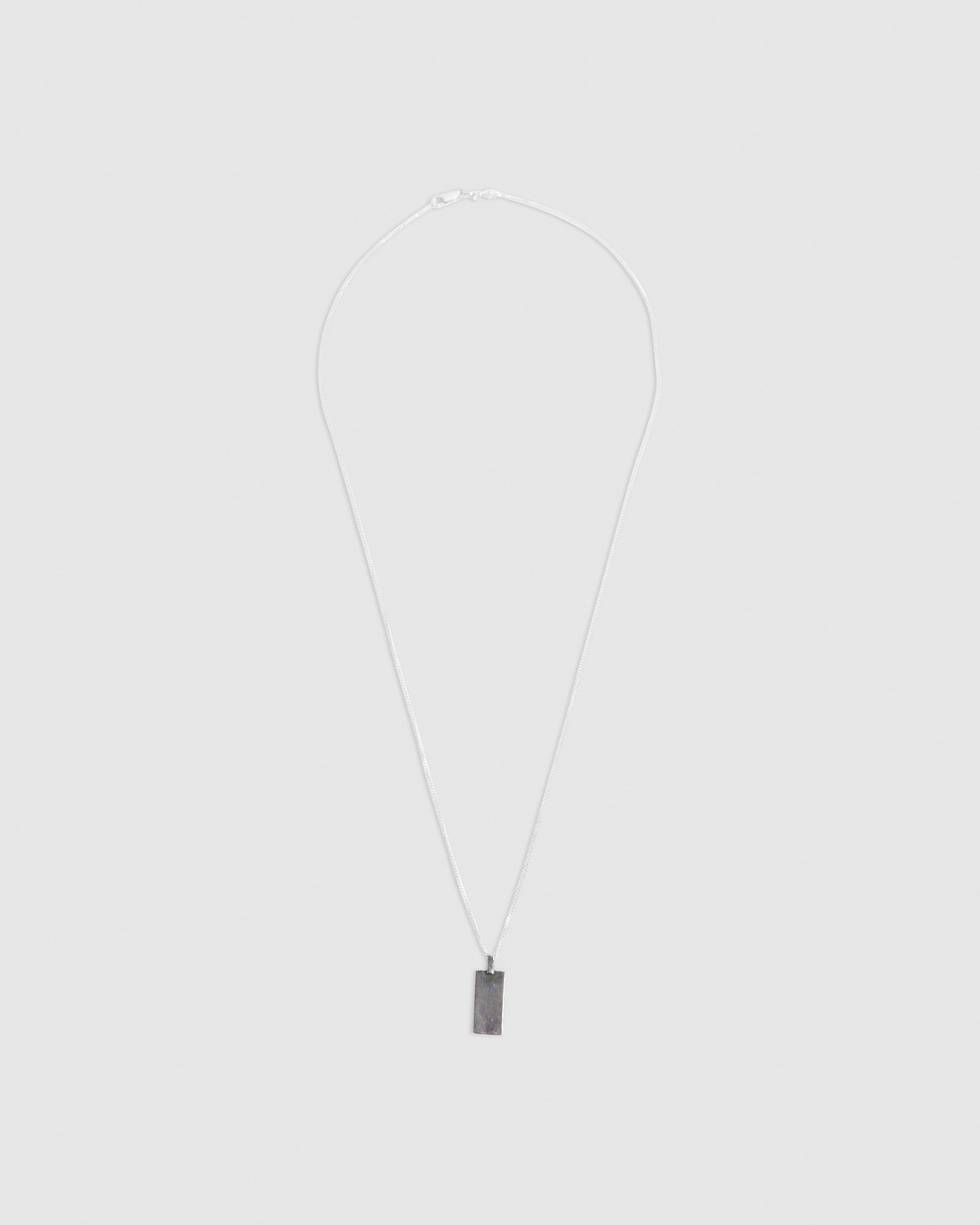 Plain Rectangle Pendant Necklace Silver SILVER