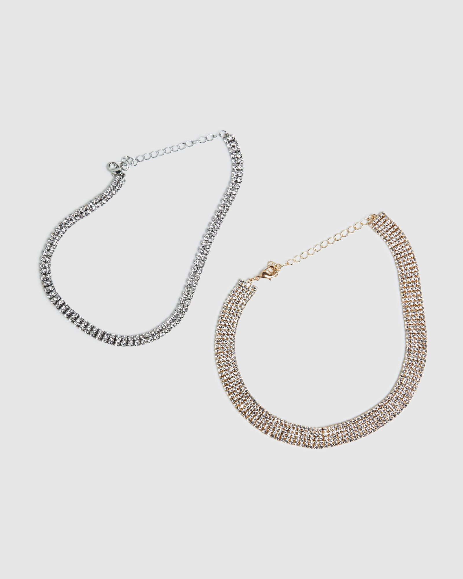 Tamira Diamante Choker 2 Pack SILVER