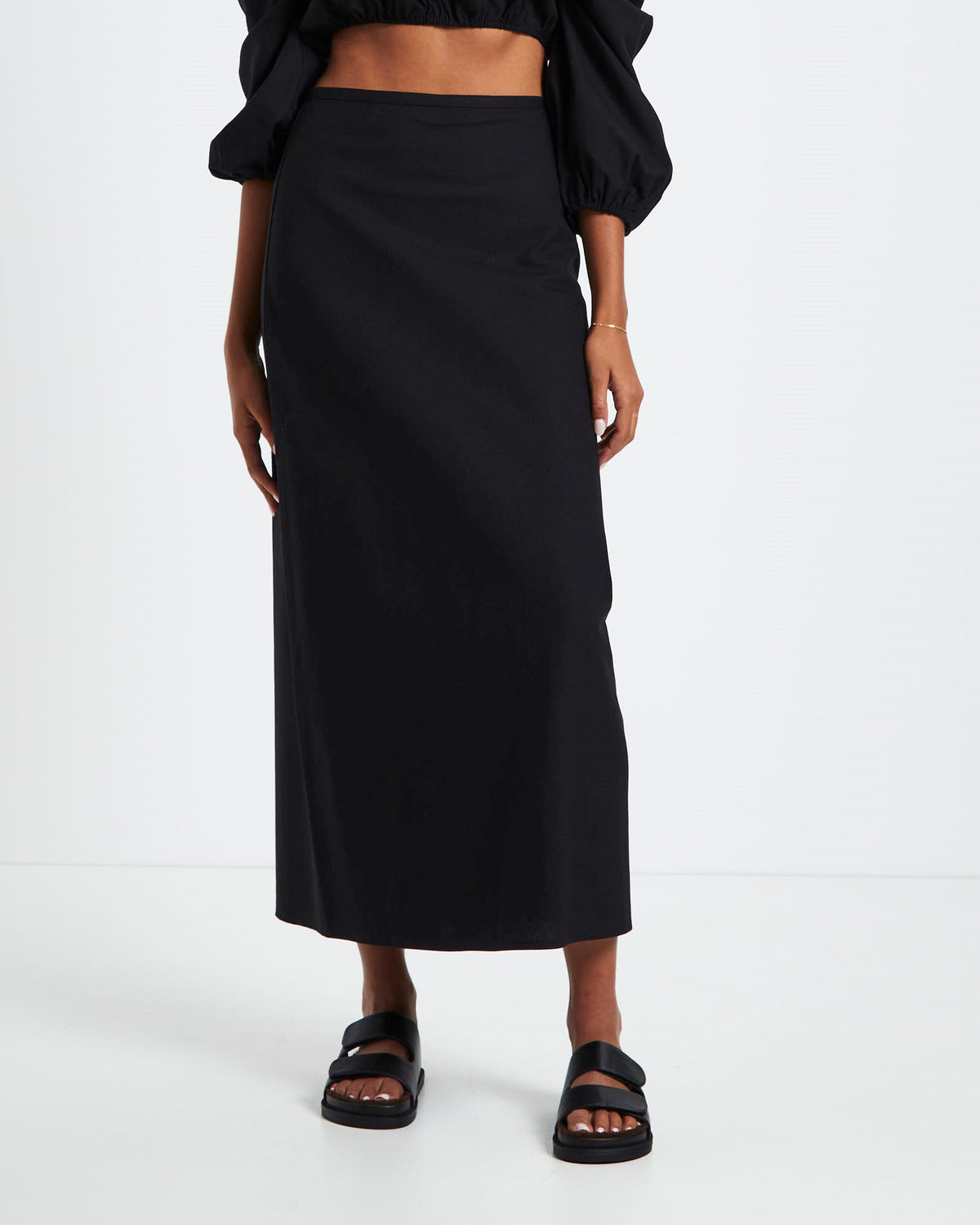 Ellie Linen Maxi Skirt Black BLACK