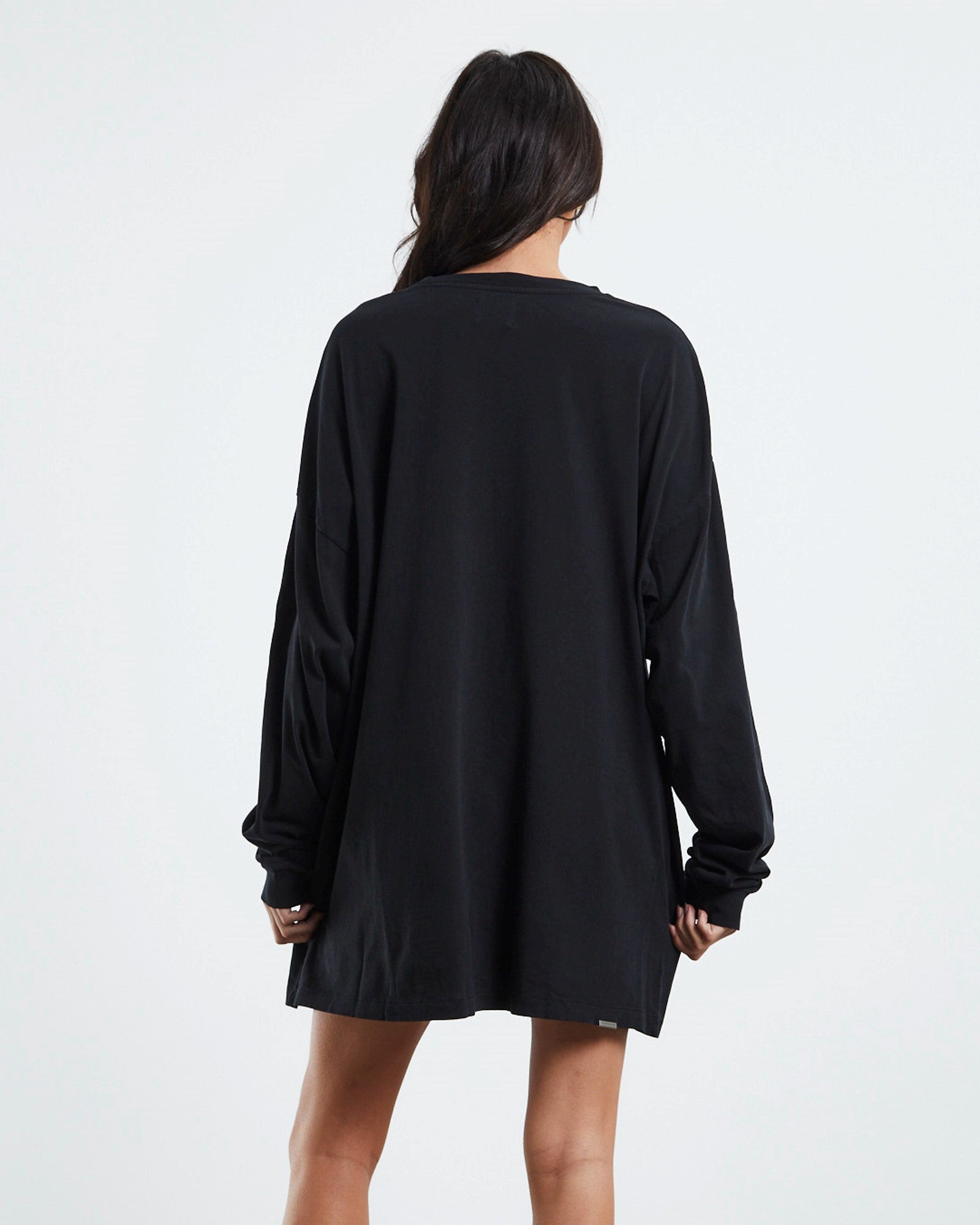 Blessed Long Sleeve Tee Dress Black ULTRA BLACK