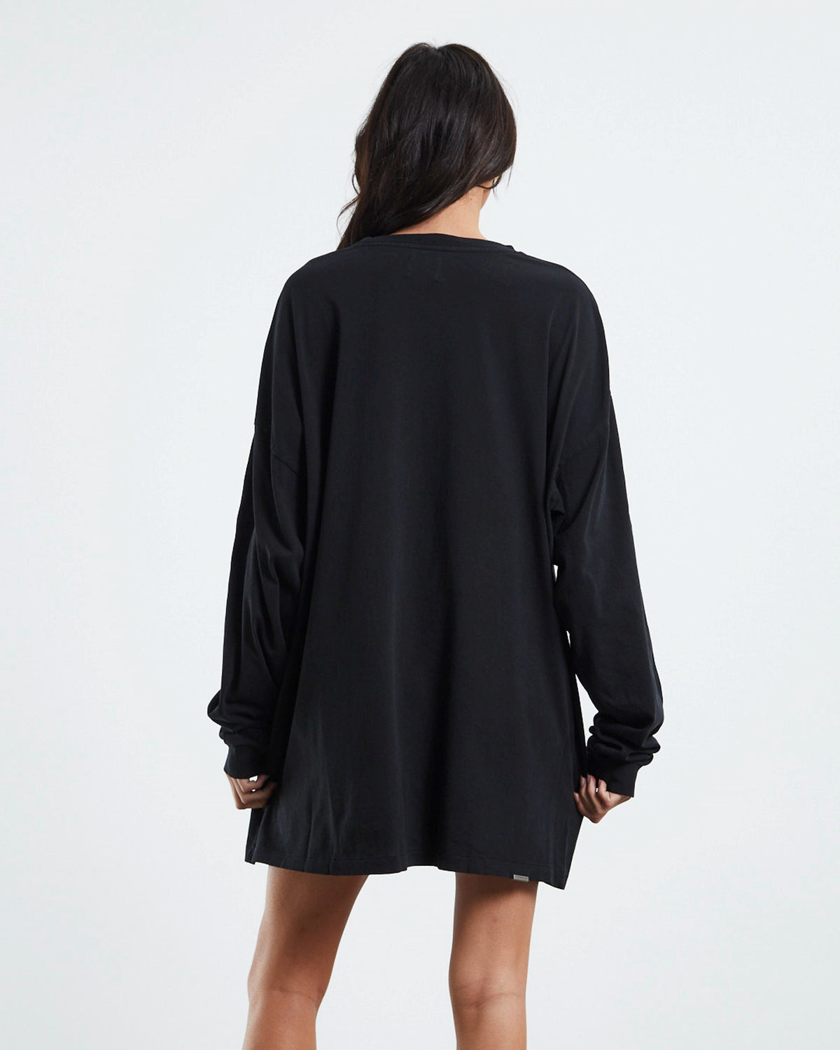 Blessed Long Sleeve Tee Dress Black ULTRA BLACK