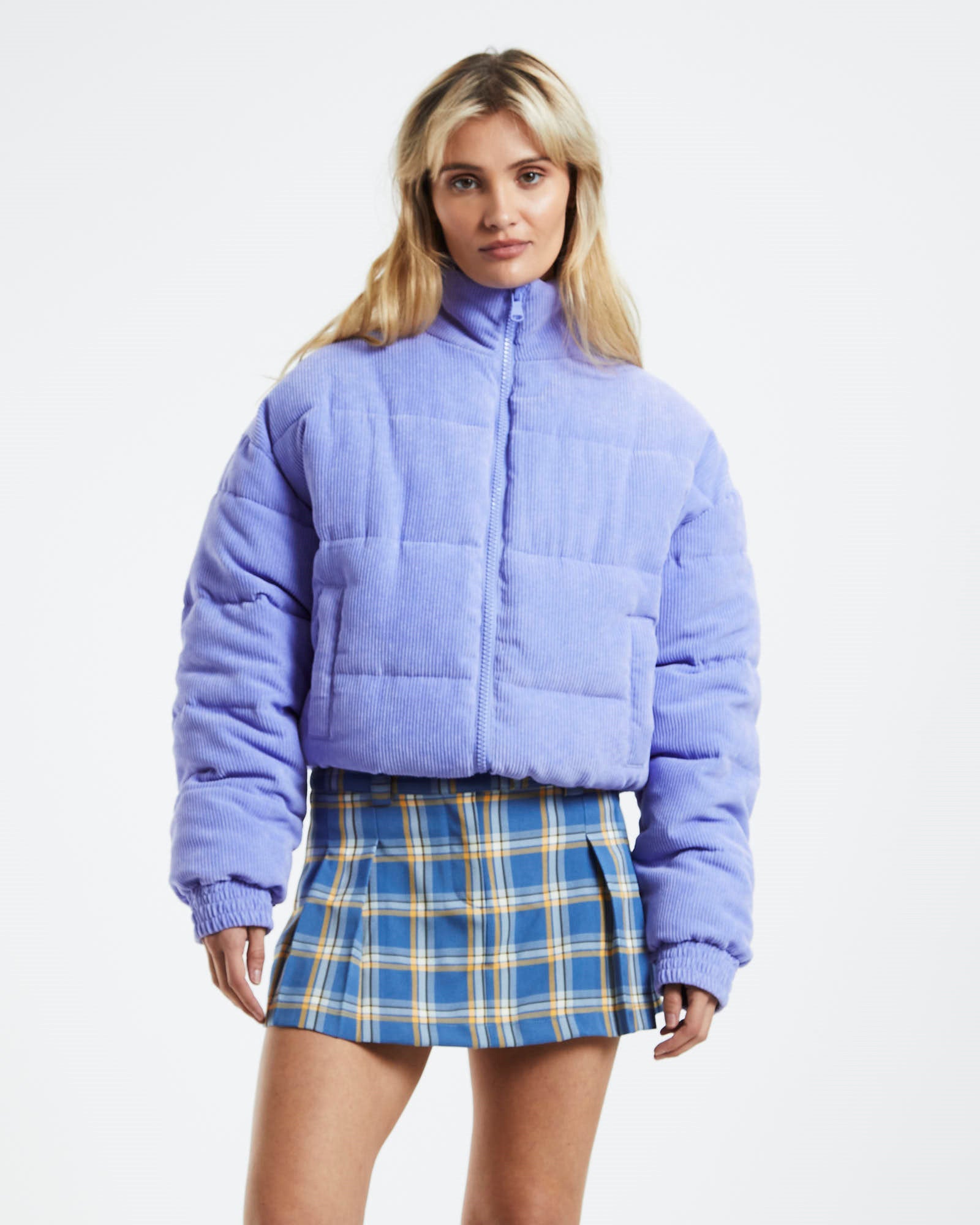 Ivy Cropped Puffer Jacket Purple PURPLE