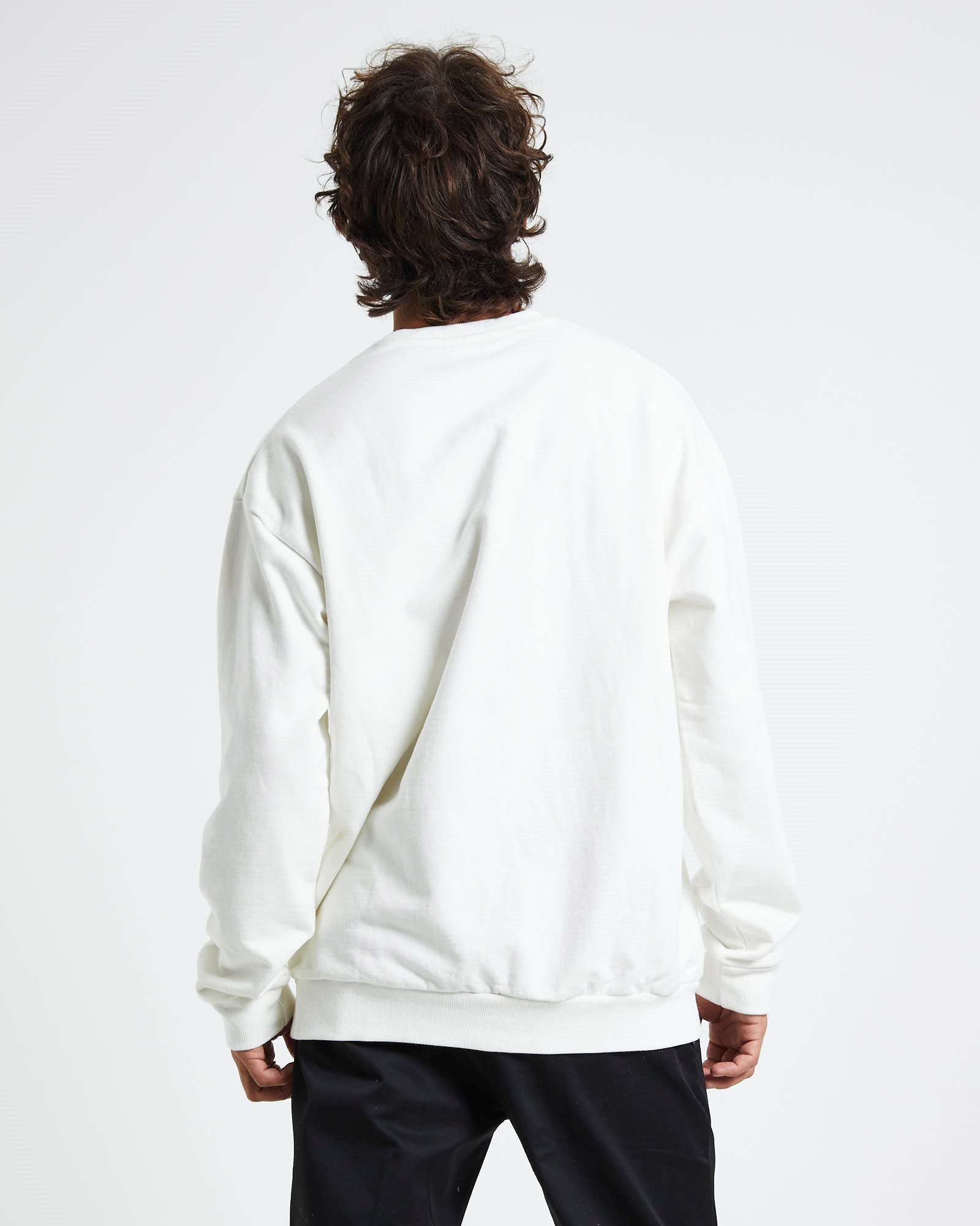 Wonder Fruit Crew Fleece Jumper Washed White WHITE