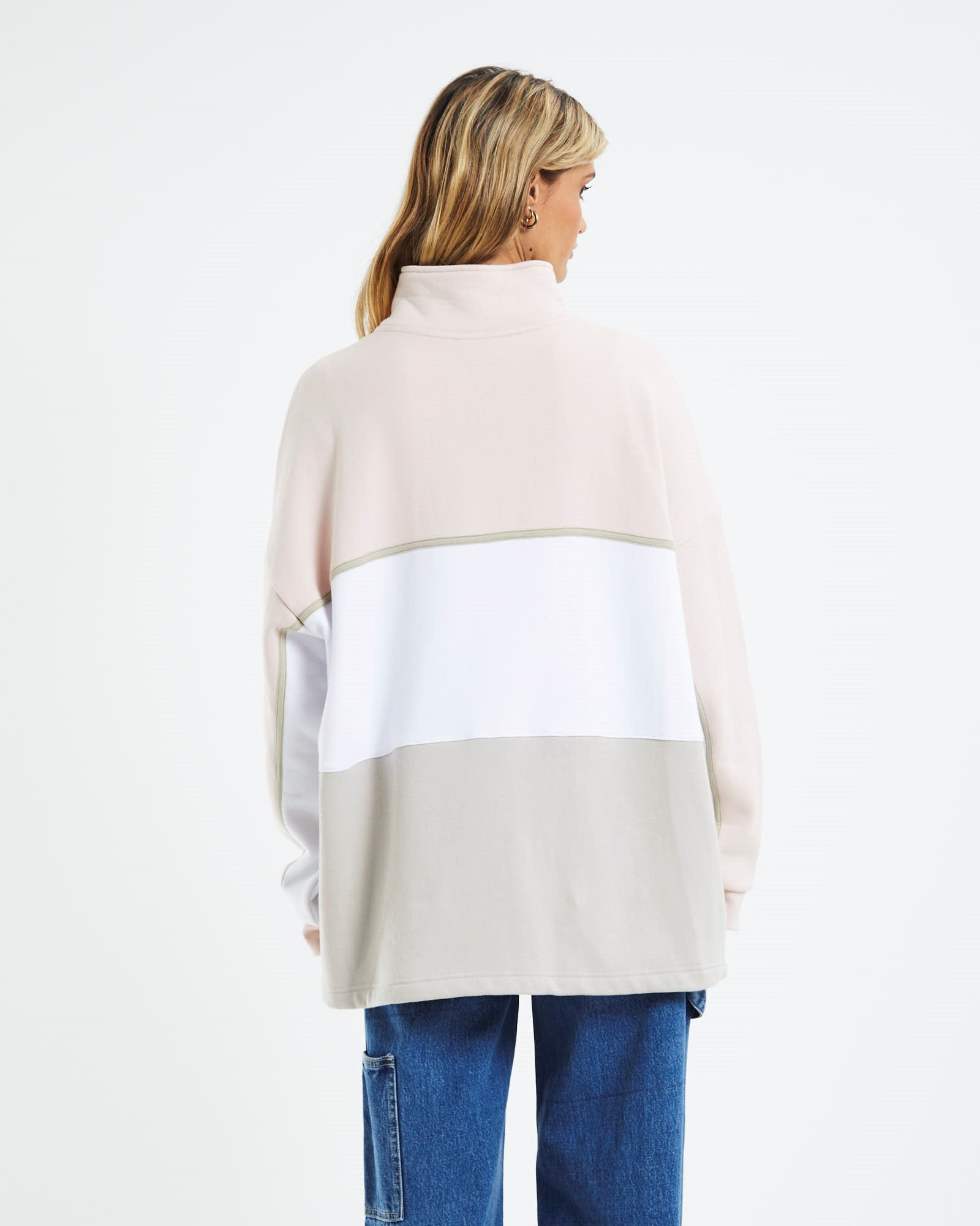 Chapters Panelled Fleece Jumper Blush Pink BLUSH