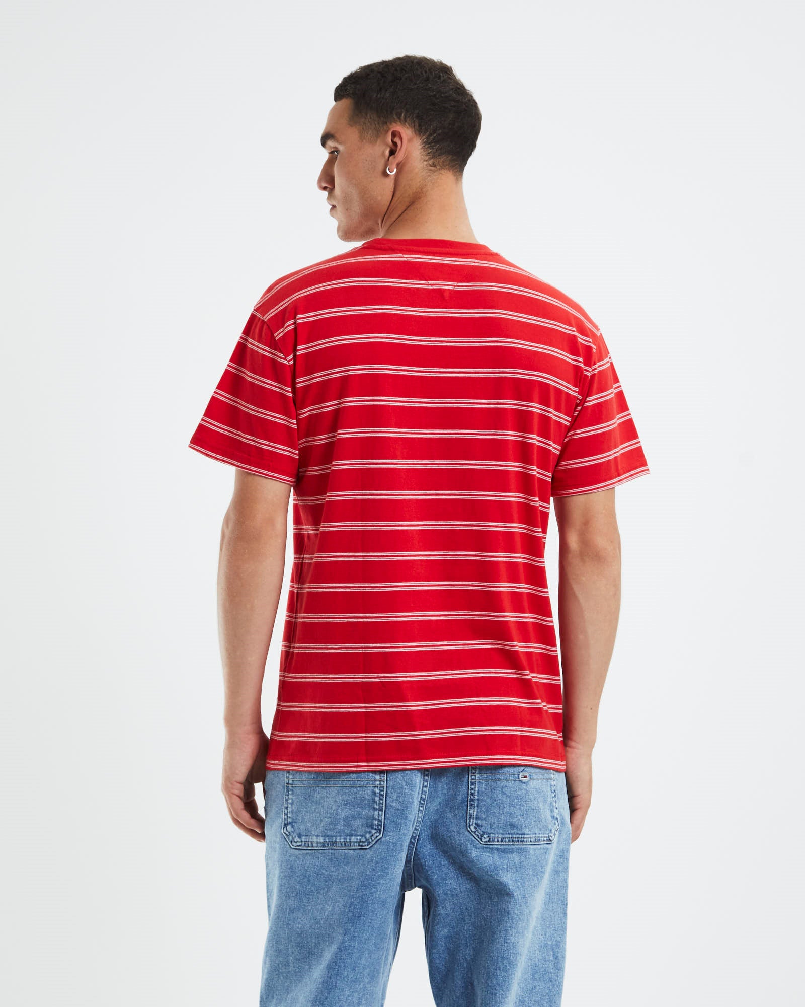 TJM Tonal Logo Stripe T-Shirt Deep Crimson Red Stripe CRIMSON