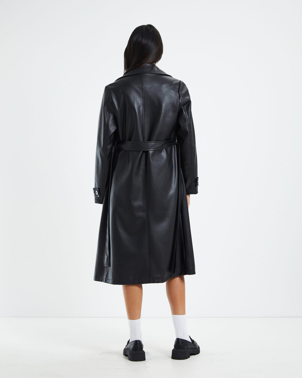 Alexia Imitation Leather Trench Coat Black BLACK