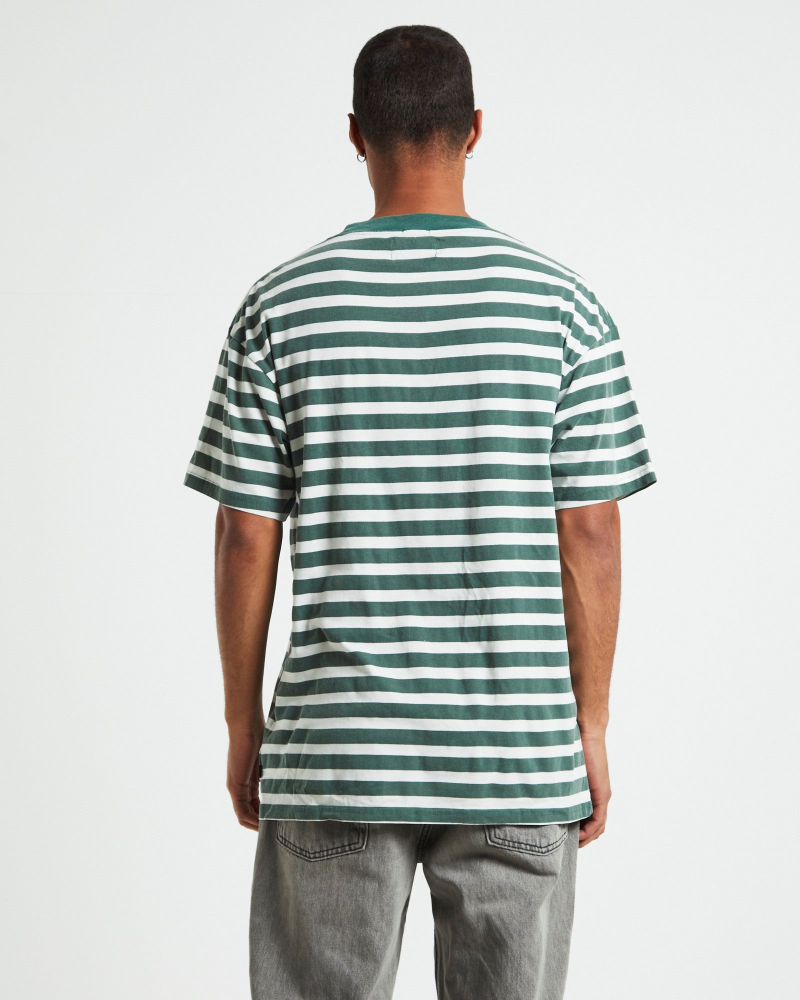 Heavy Stripe Short Sleeve T-Shirt in Trade Green GREEN