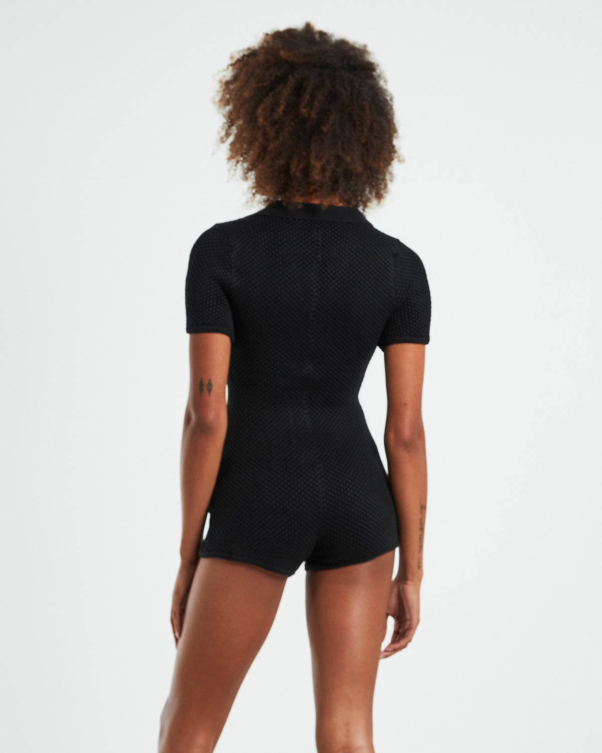 Allegra Fitted Knit Short Romper Black BLACK