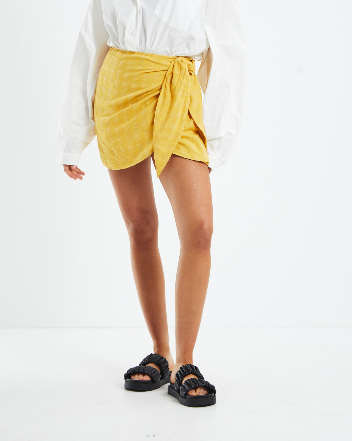 Moana Sarong Wrap Mini Skirt Ochre Yellow YELLOW