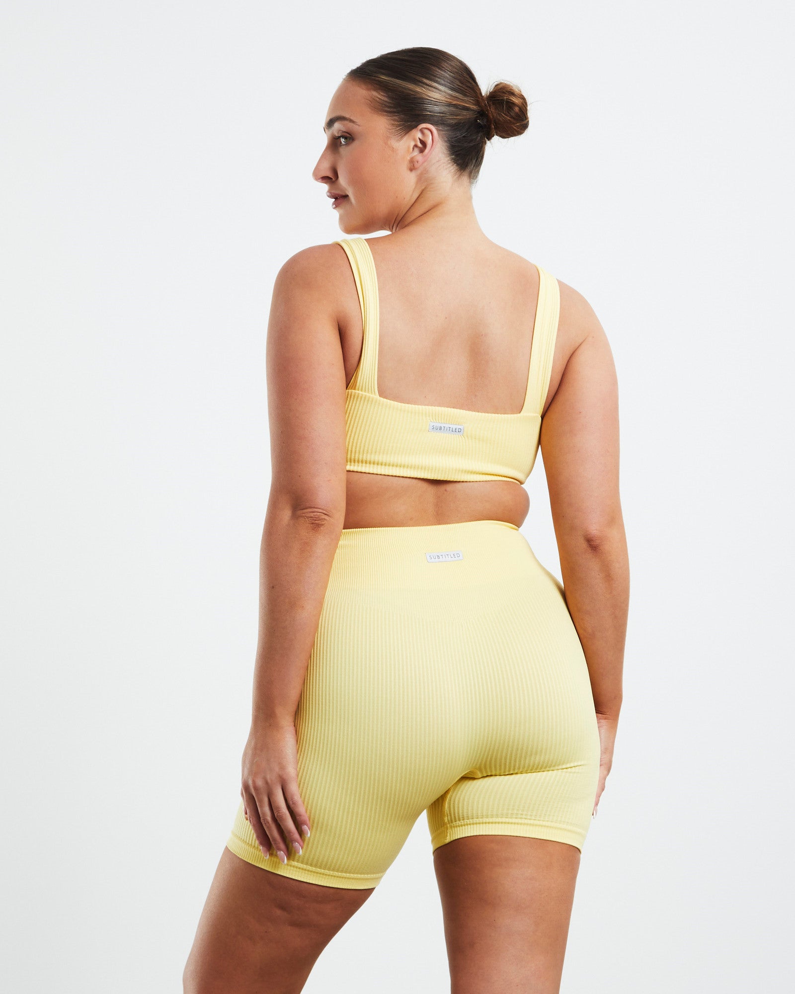 Square Neck Sports Crop Lemon Yellow LEMON