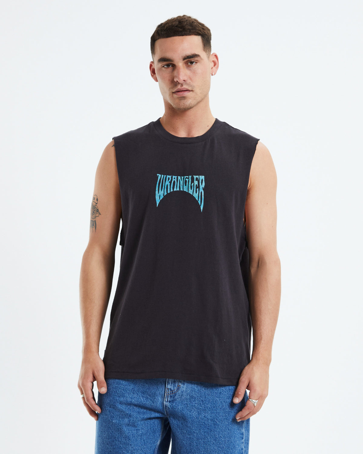 Melting Sun Muscle Tee Worn Black BLACK