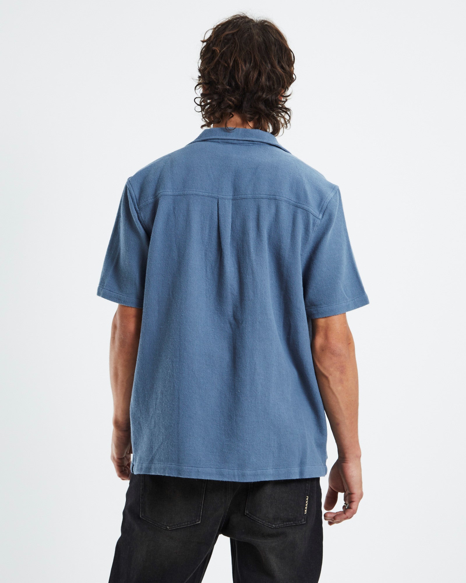 Resort Short Sleeve Shirt Waffle Cloud Blue BLUE