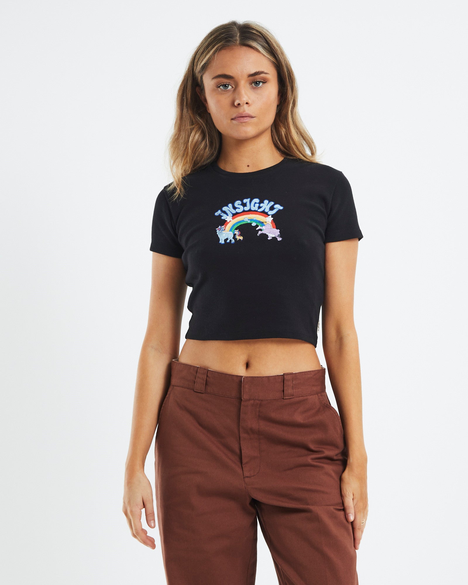 Babe Rainbow Baby Tee Black BLACK