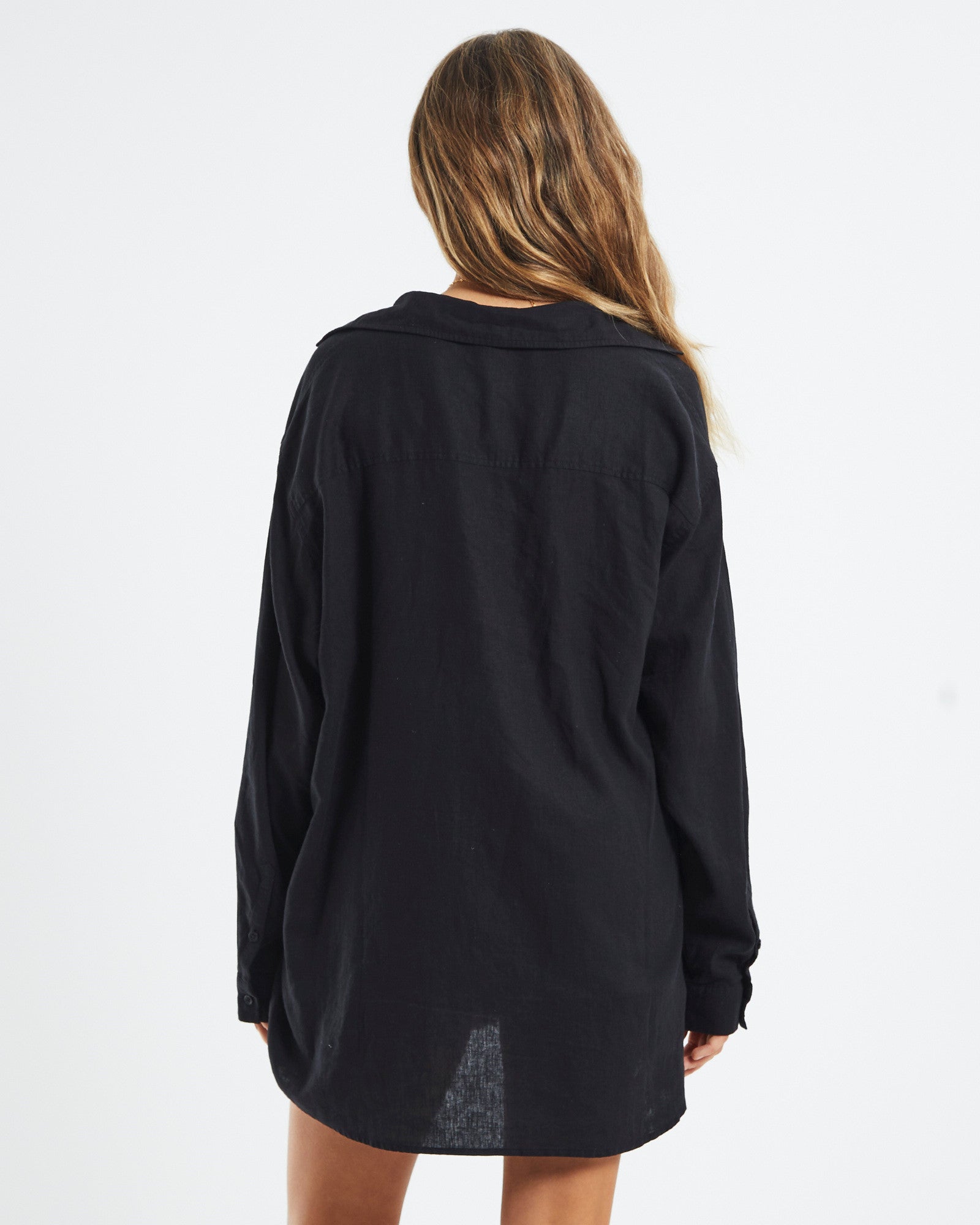 Avah Oversized Len Shirt BLACK