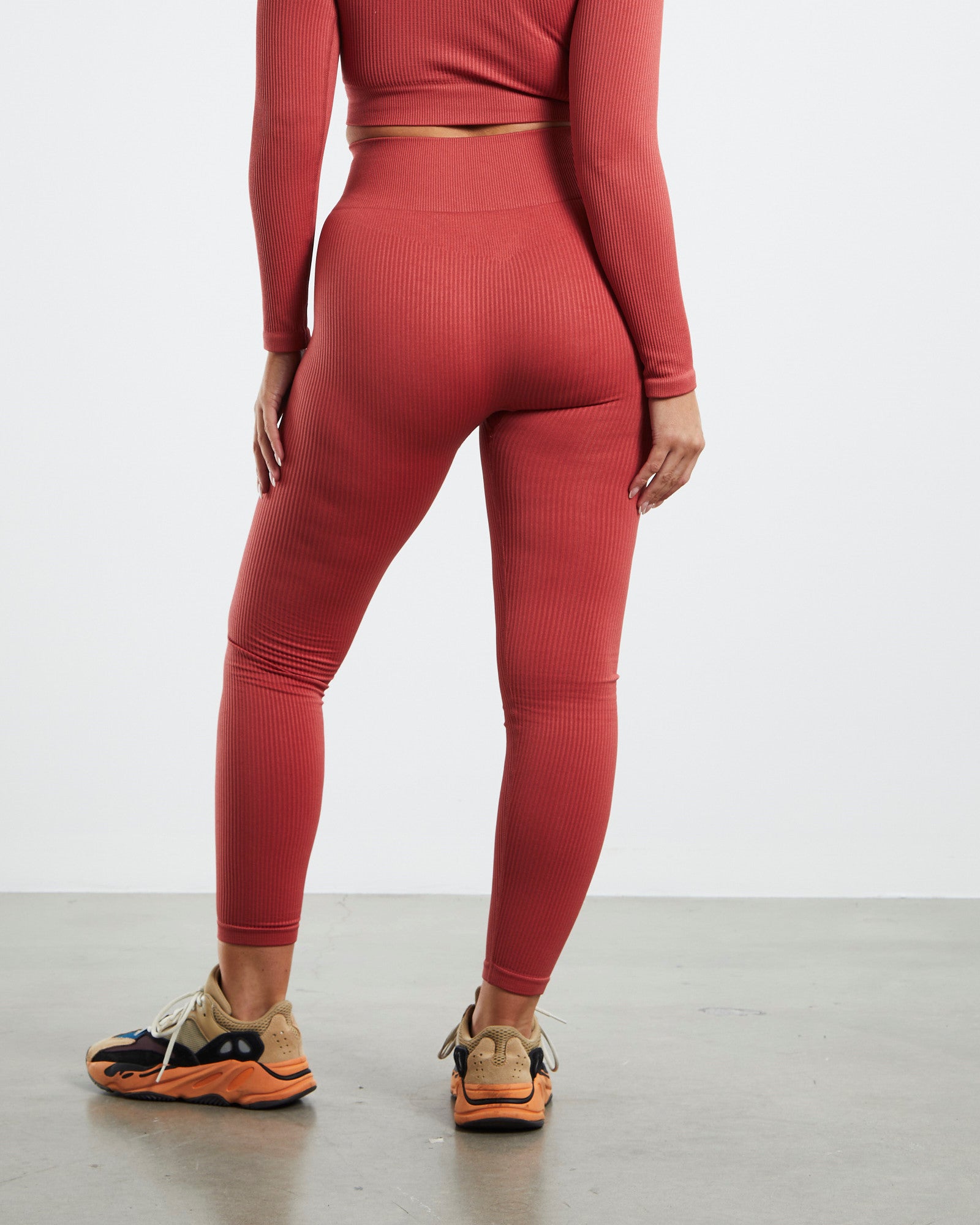 Full Length Rib Leggings Red RED
